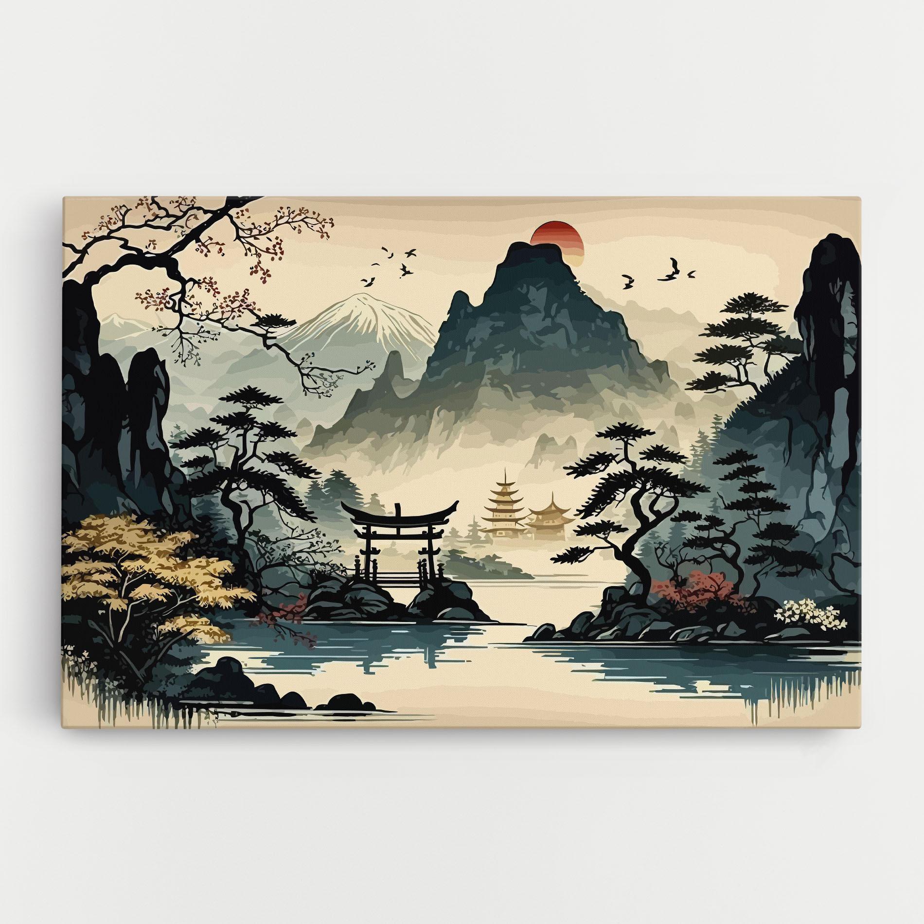 Leinwandbild Cream Chinese Mountain mockup 0