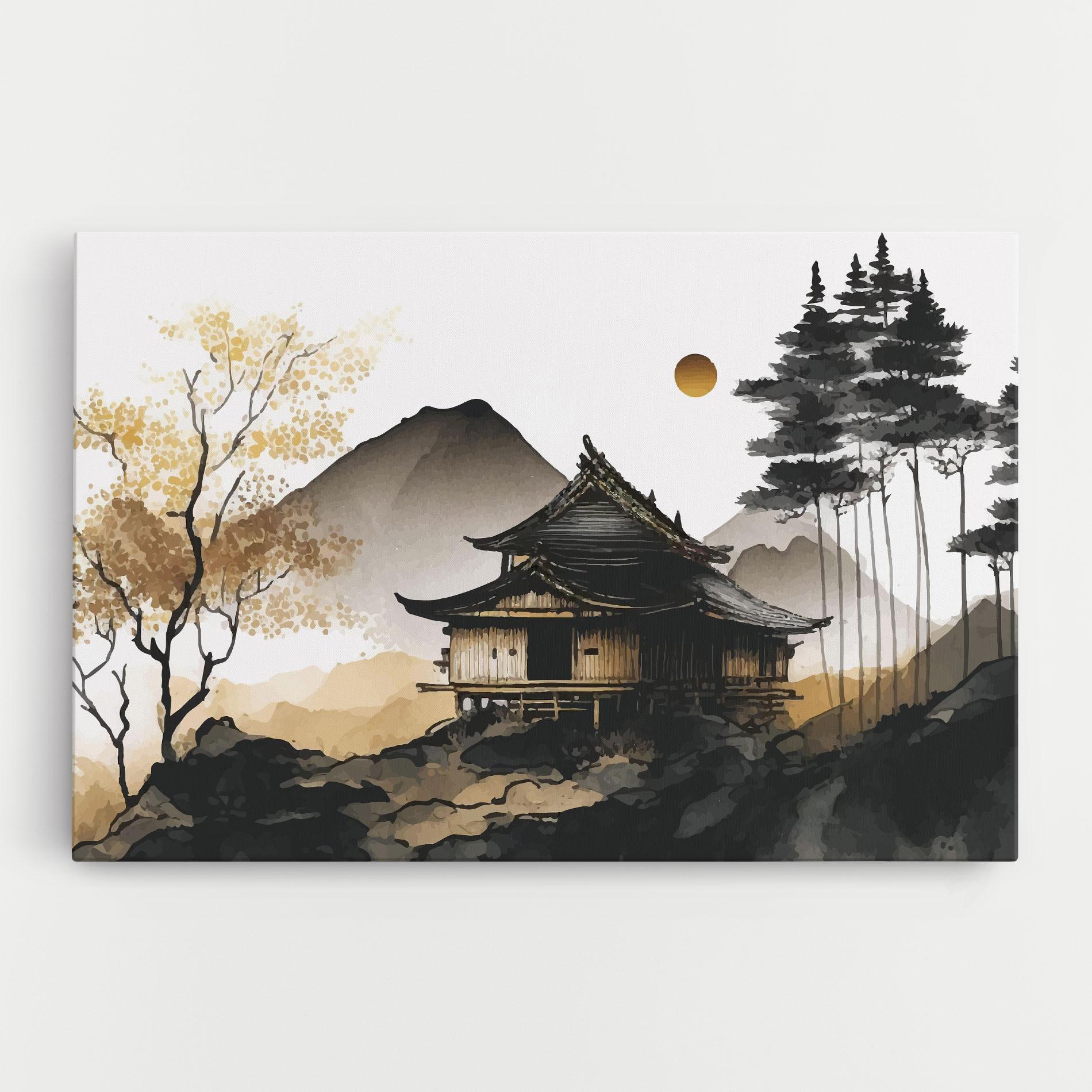 Leinwandbild Gold Japanese Temple mockup 0