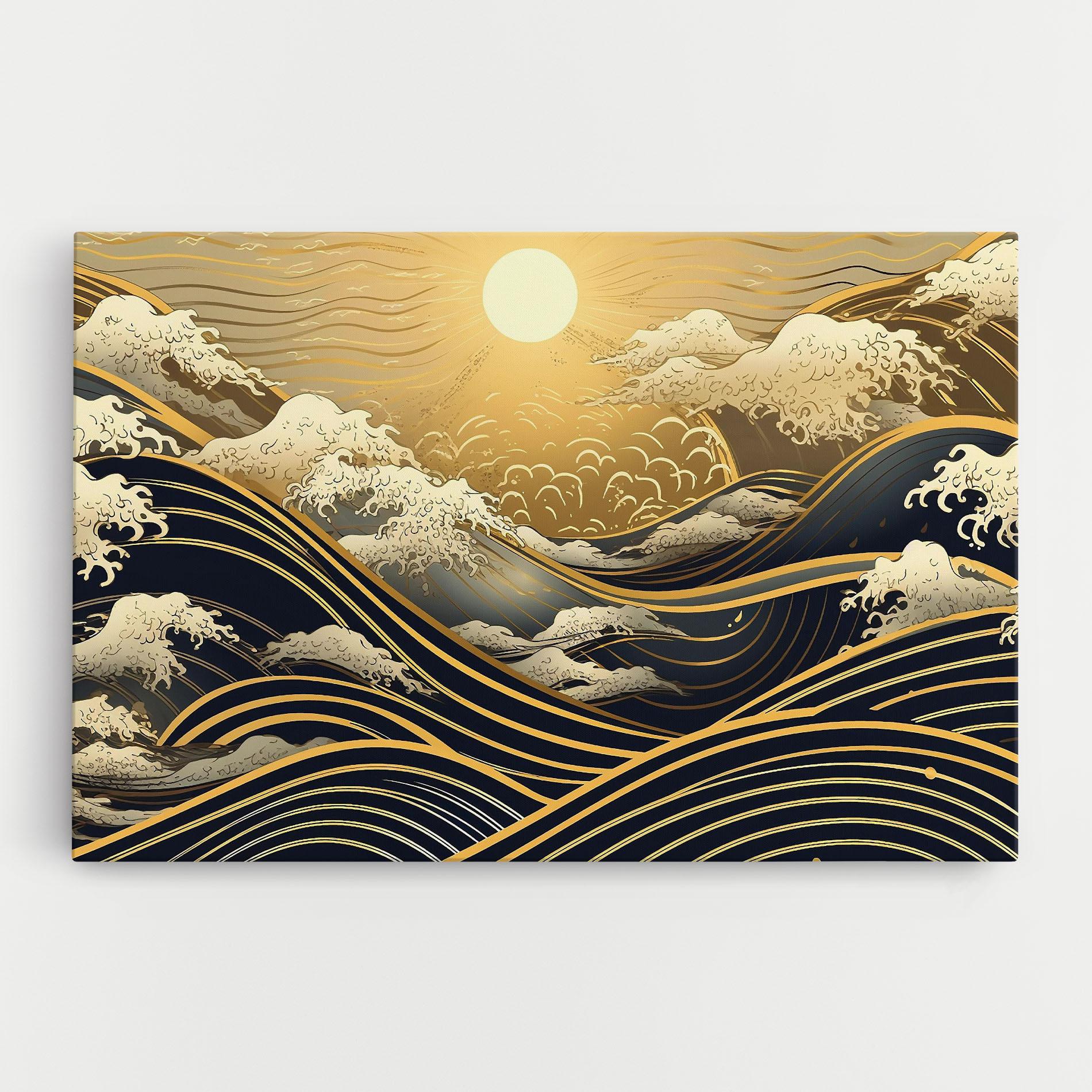 Leinwandbild Gold Waves Landscape mockup 0