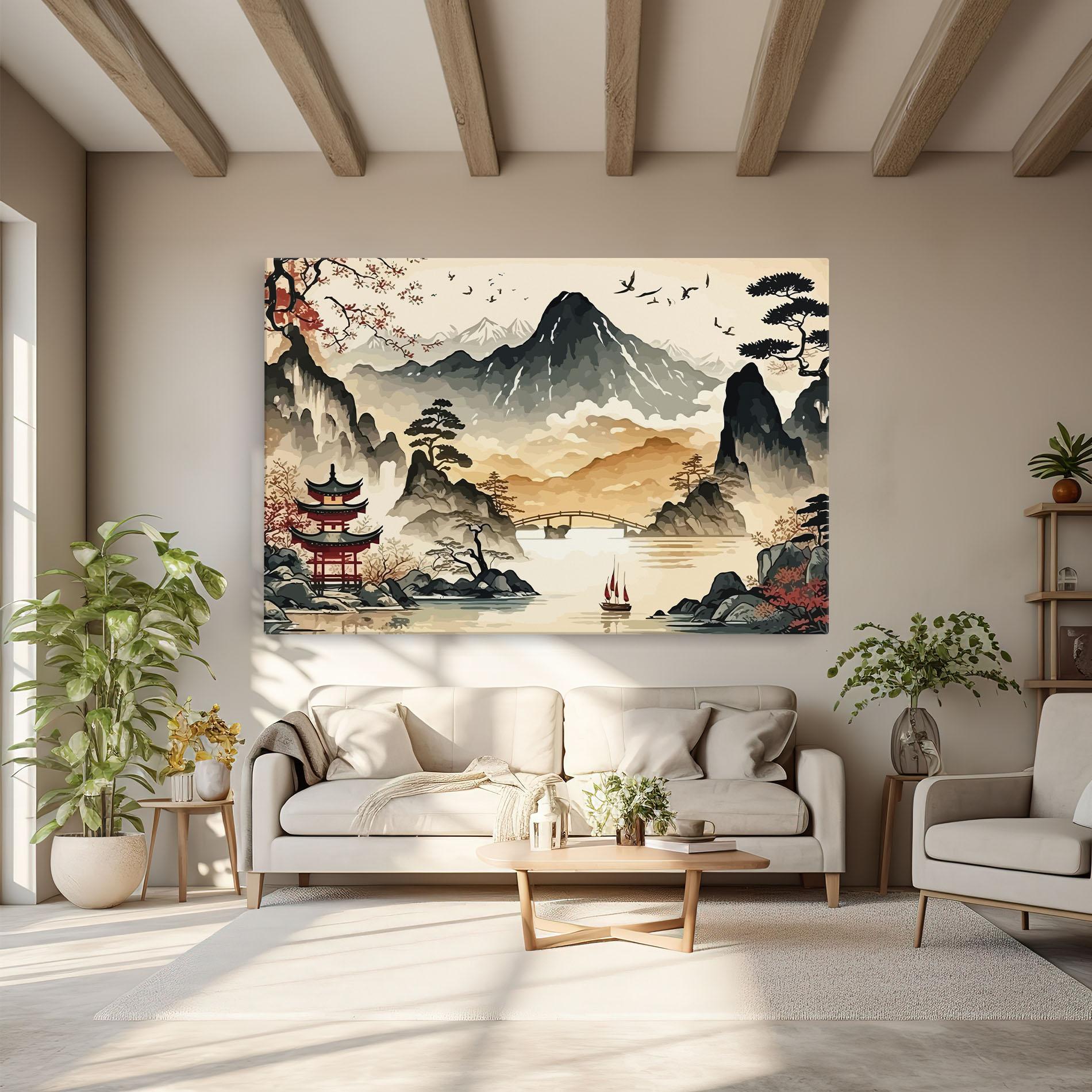Leinwandbild Asian Mountain View mockup 6