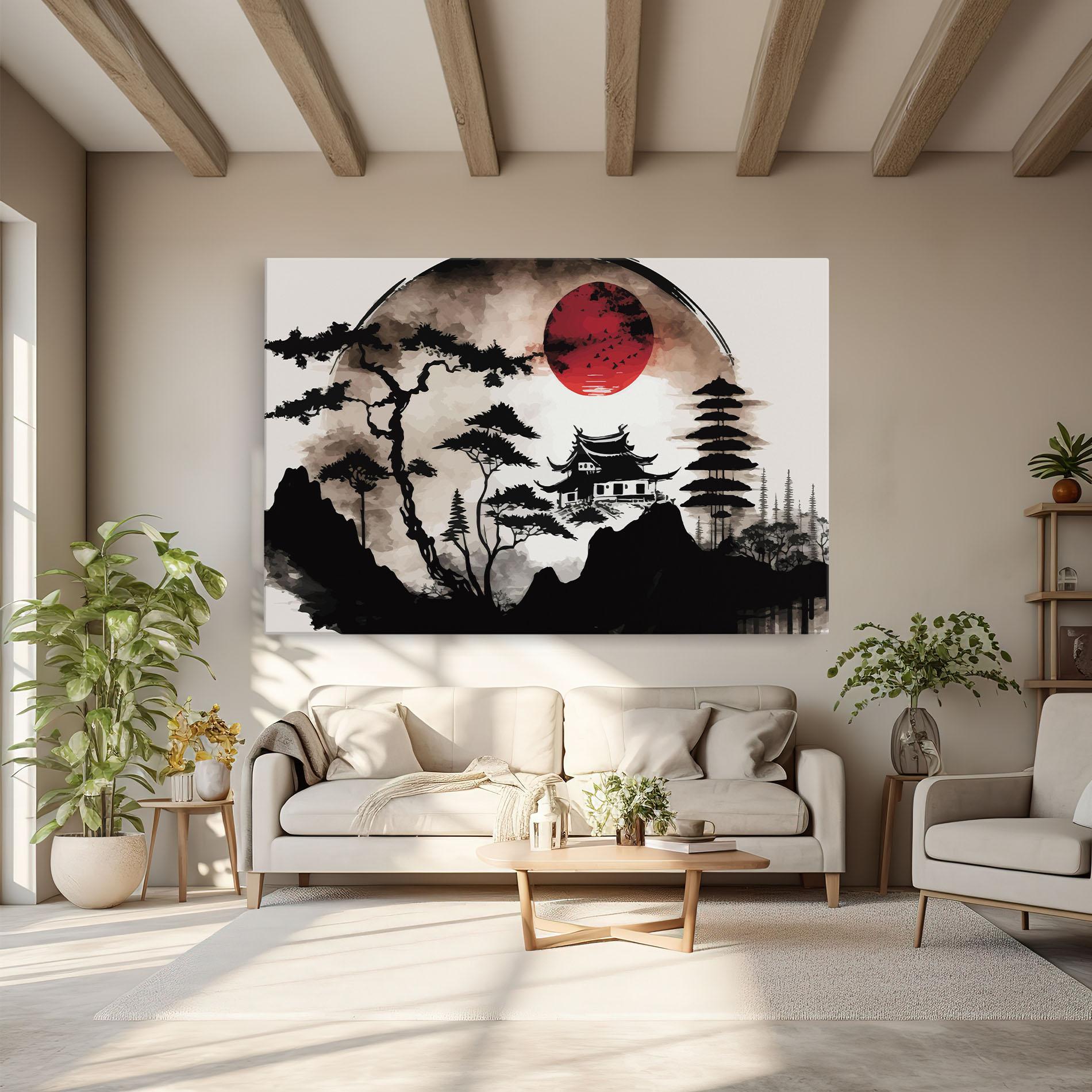 Leinwandbild Asian Red Moon mockup 6