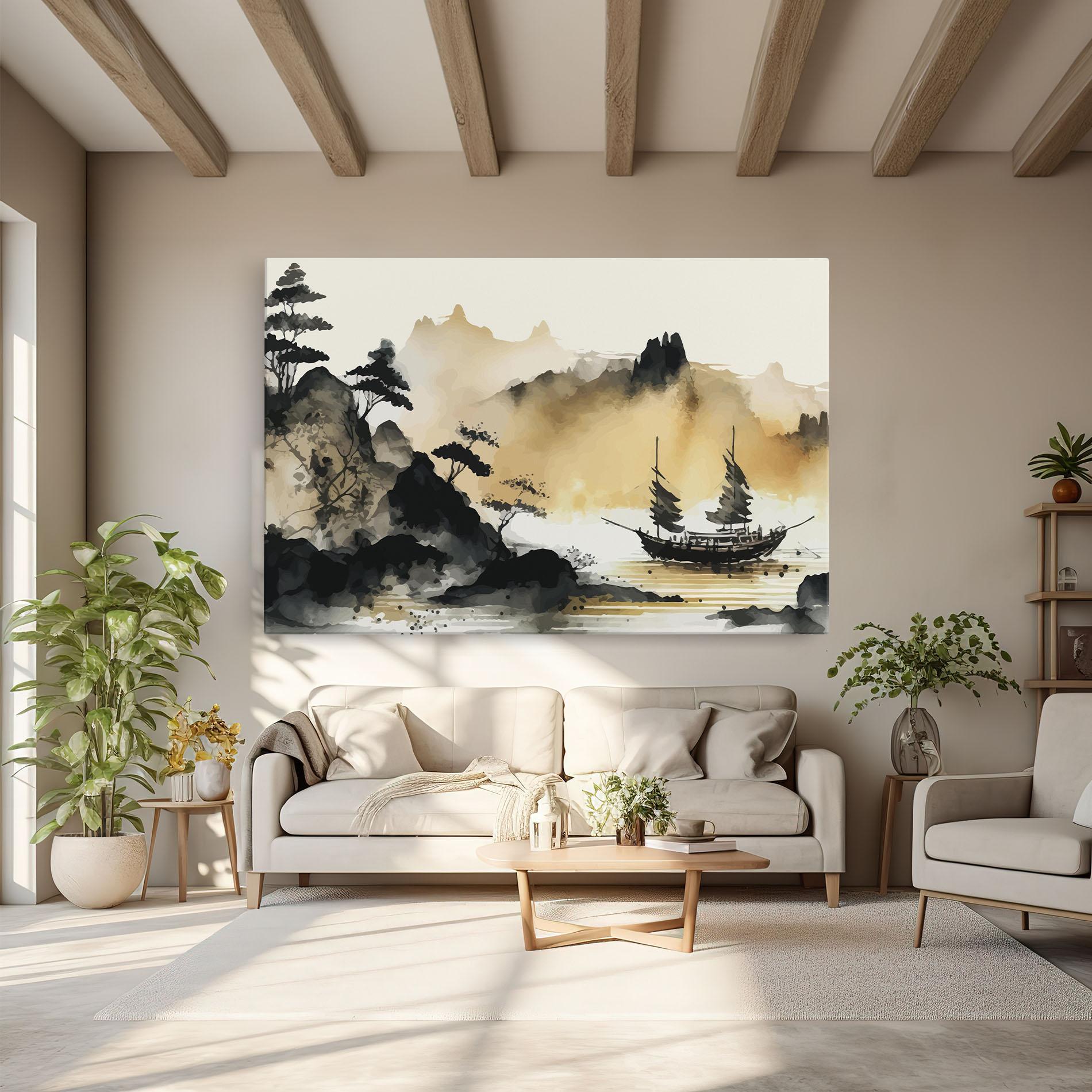 Leinwandbild Asiatic Grey Cream mockup 6