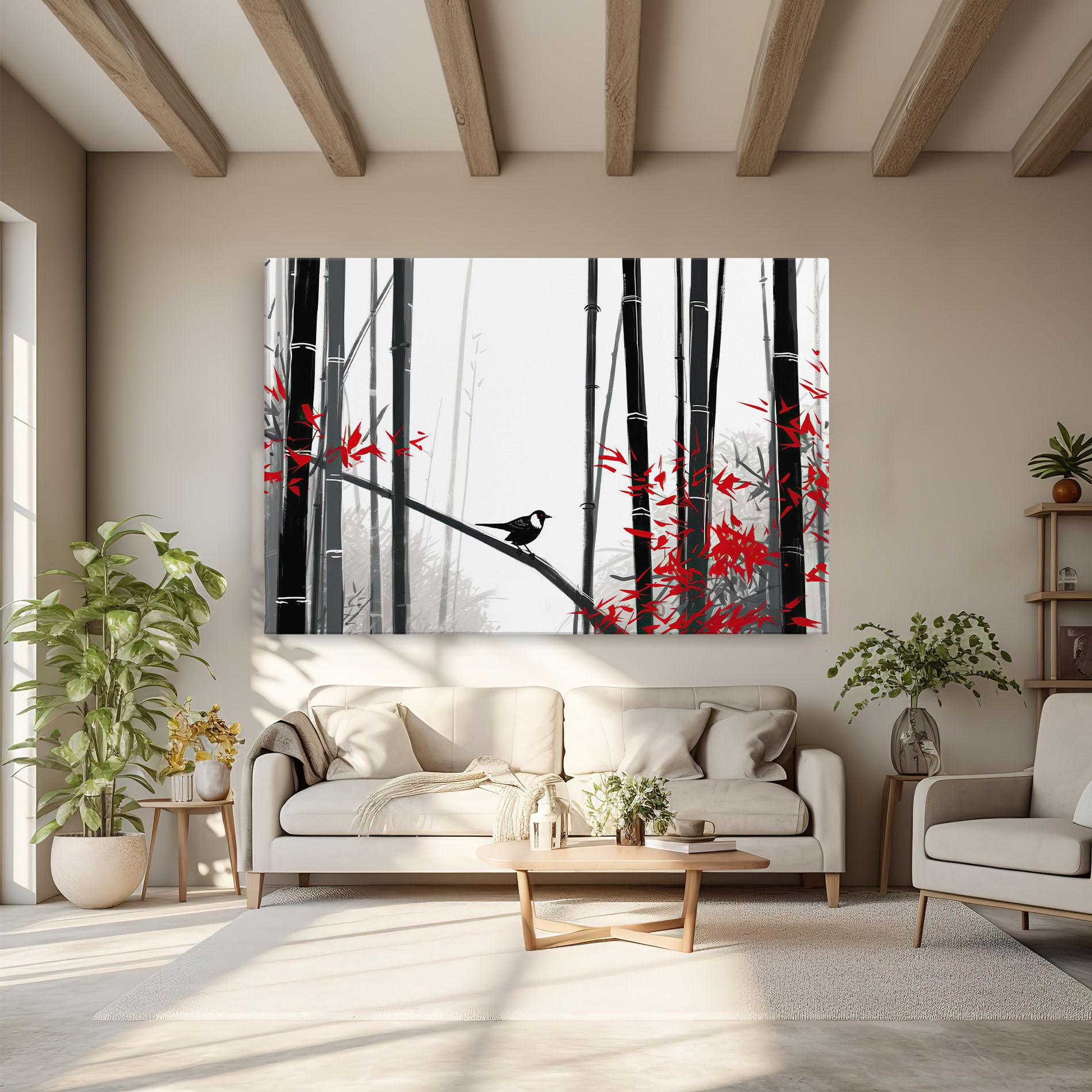 Leinwandbild Chinese Red Leafs mockup 6