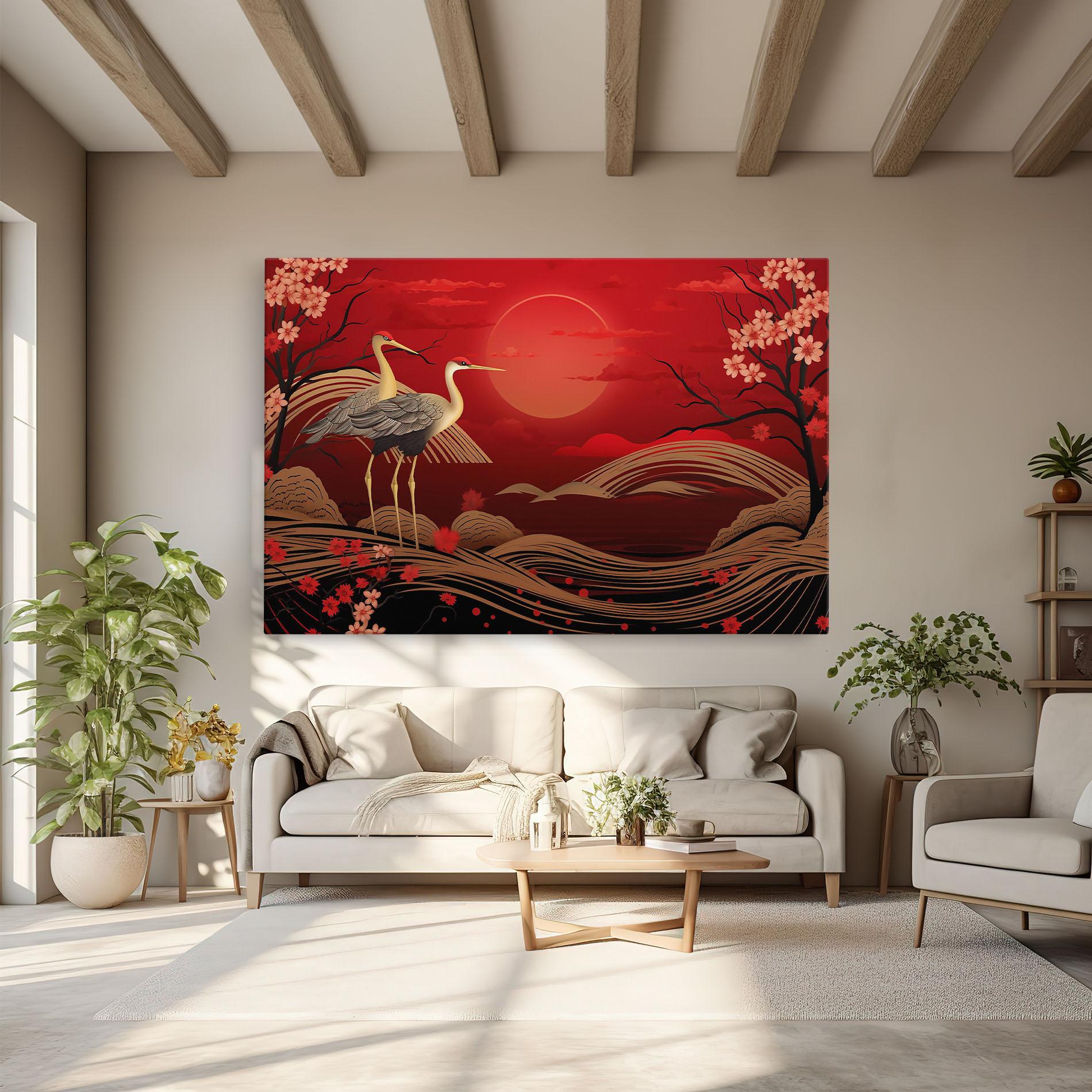Leinwandbild Gold Landscape Painting mockup 6