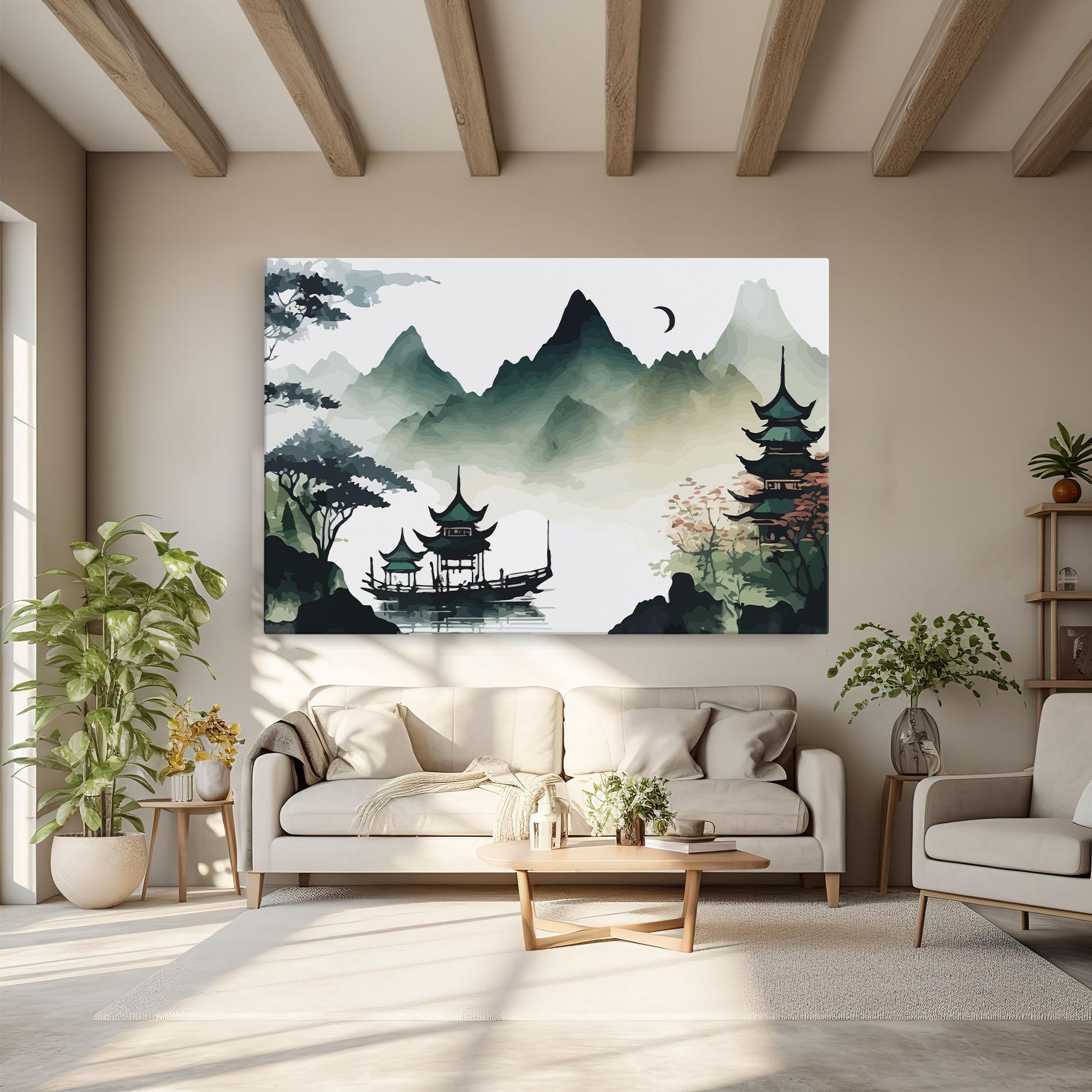 Leinwandbild Green Mountain Moon mockup 6