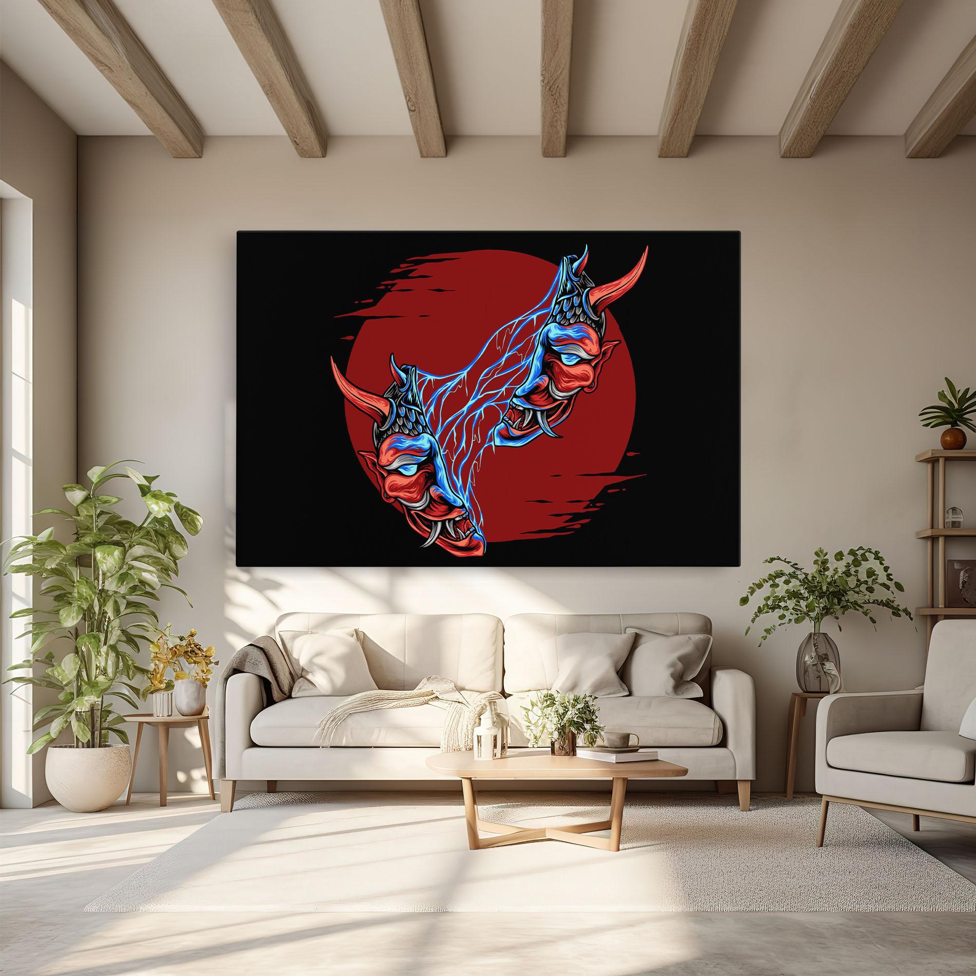 Leinwandbild Japanese Mask mockup 6