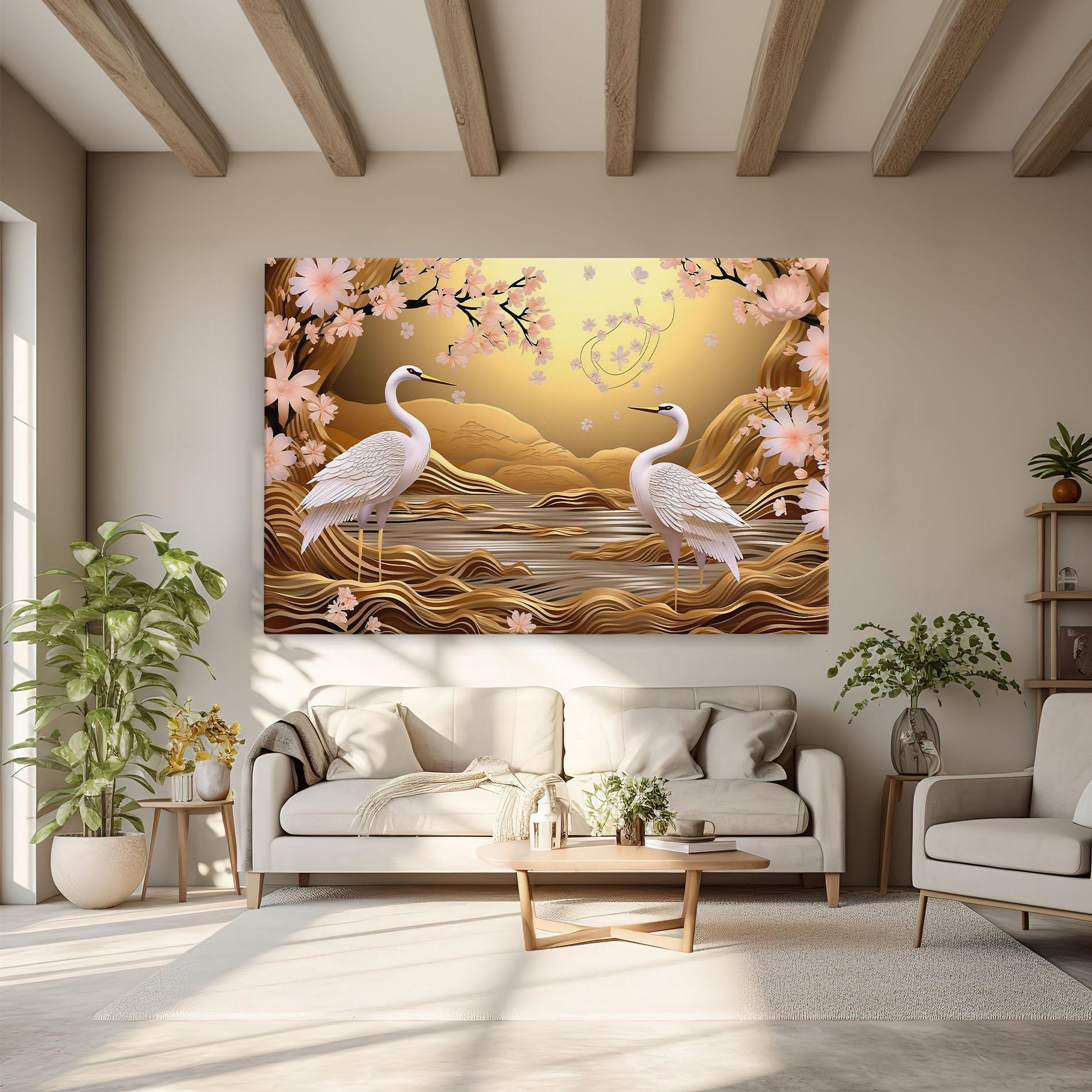 Leinwandbild Pink Chinese Flowers mockup 6