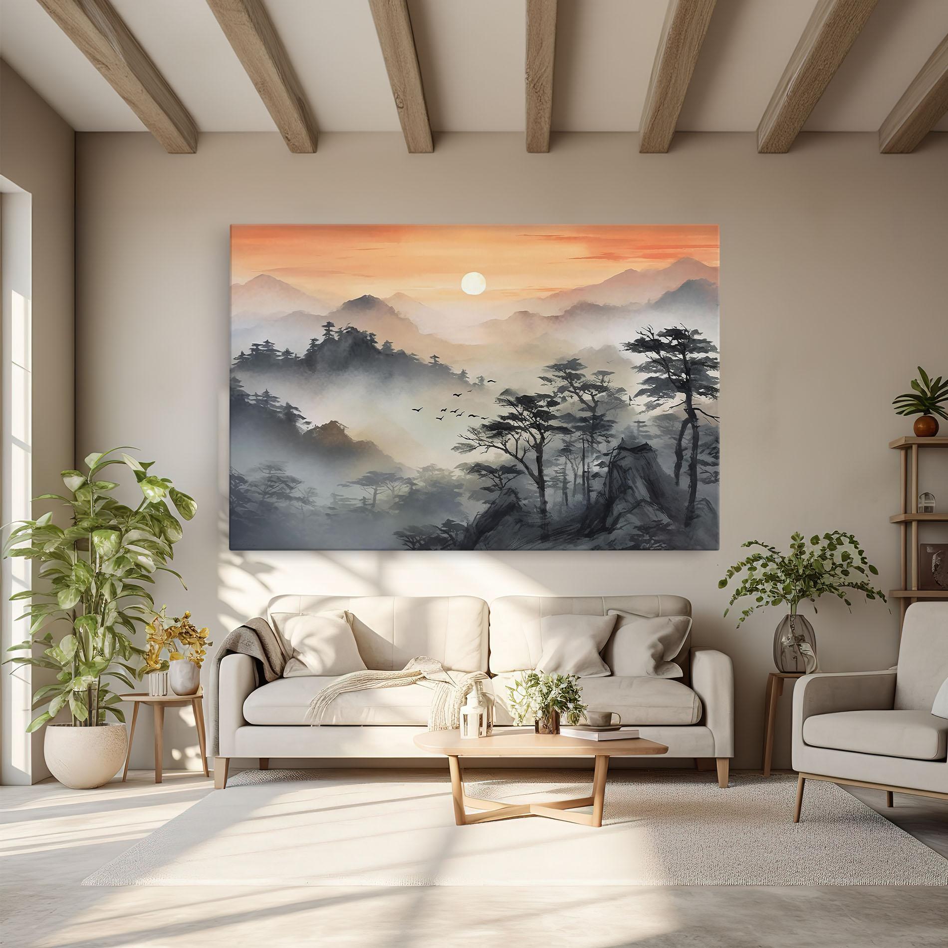 Leinwandbild Sunset Fog mockup 6