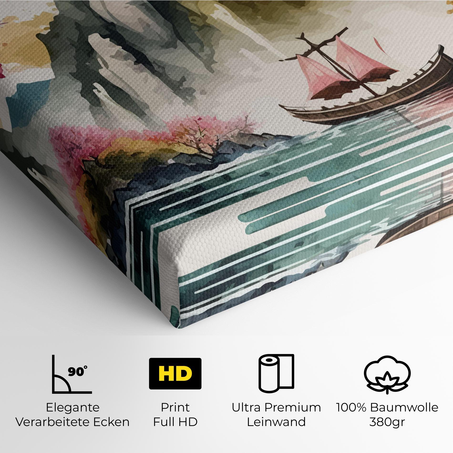 Leinwandbild Asian Orange Sunset mockup 4