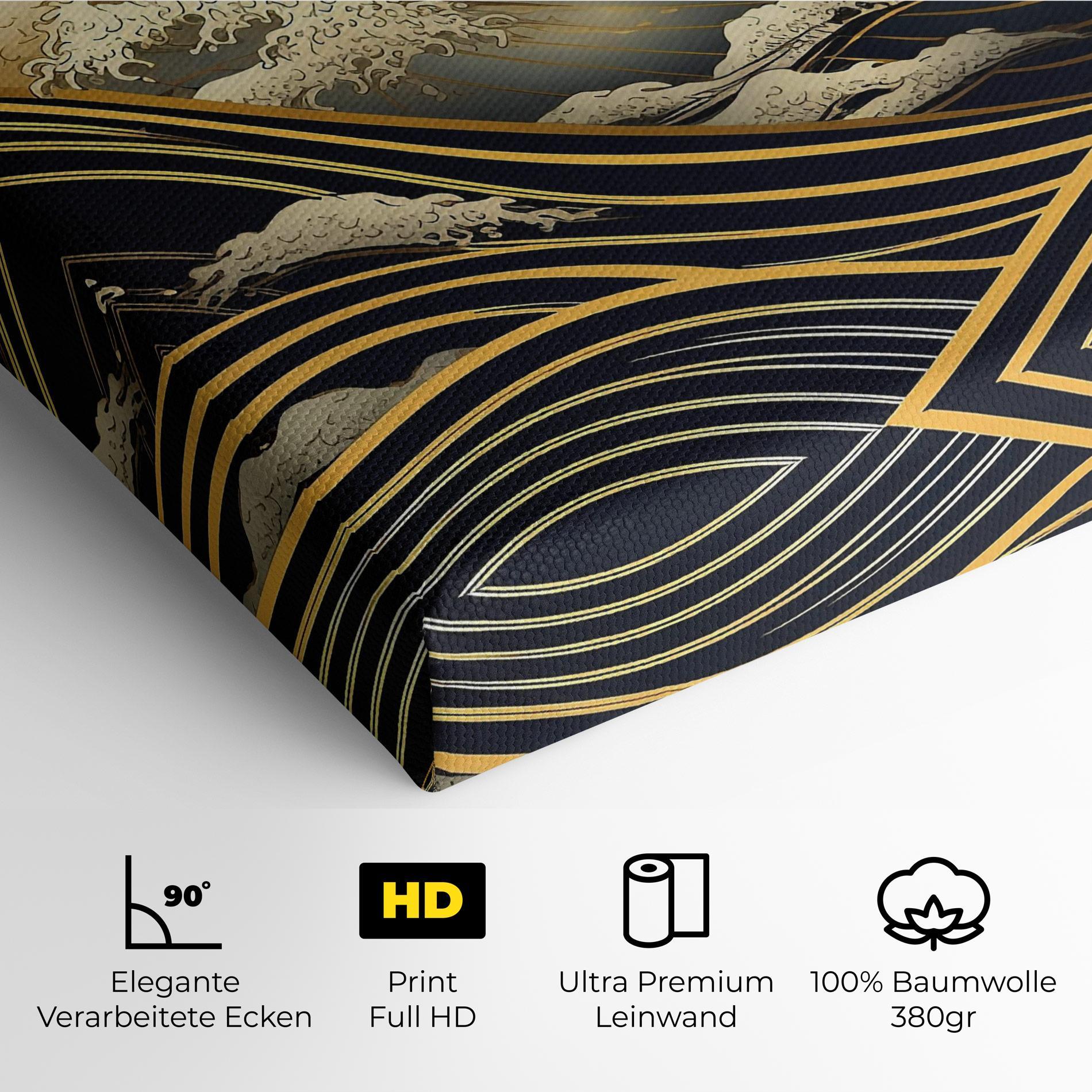 Leinwandbild Gold Waves Landscape mockup 4