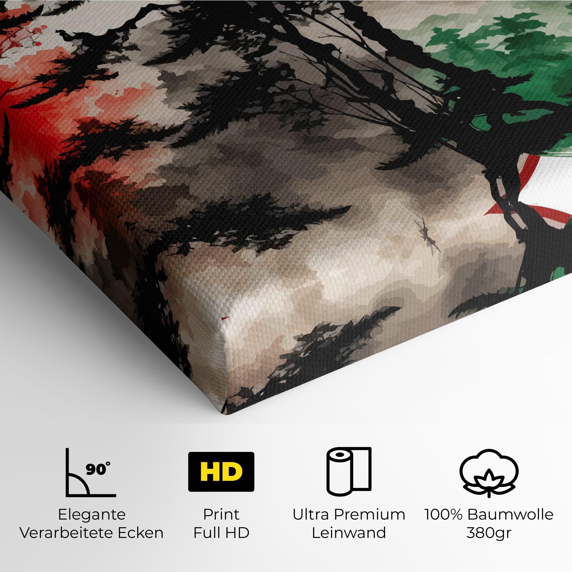 Leinwandbild Green Red Tree Art mockup 4