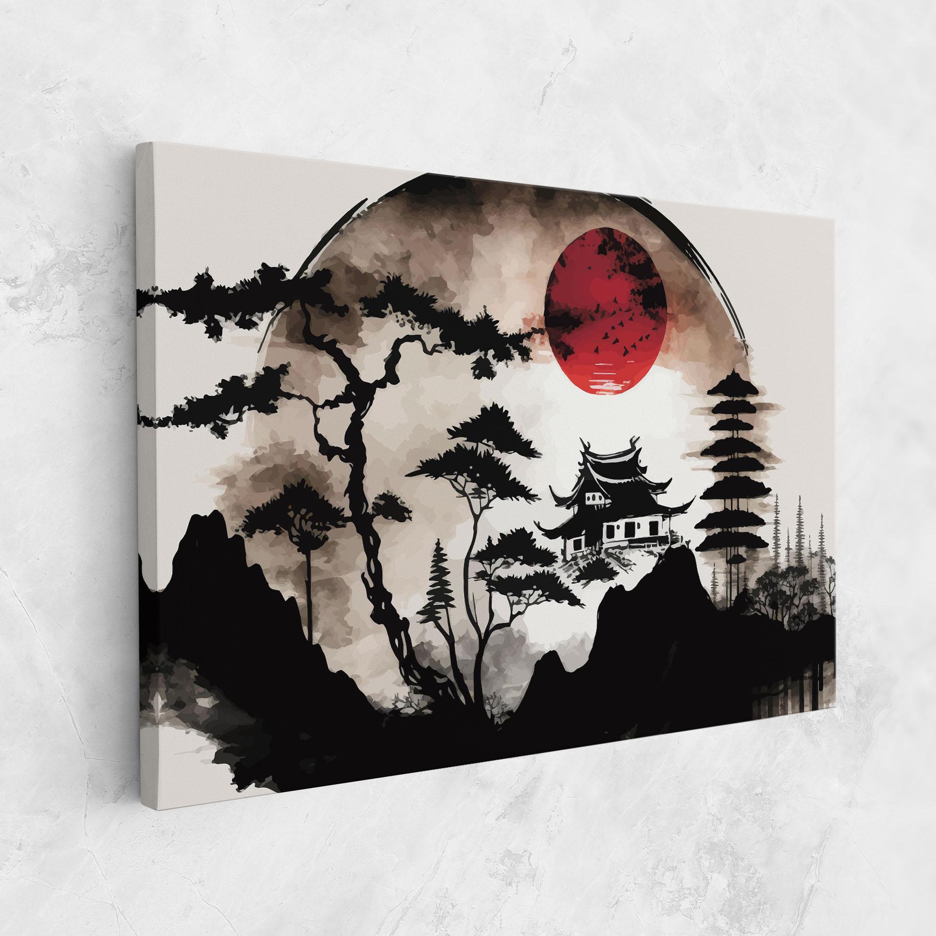 Leinwandbild Asian Red Moon mockup 1