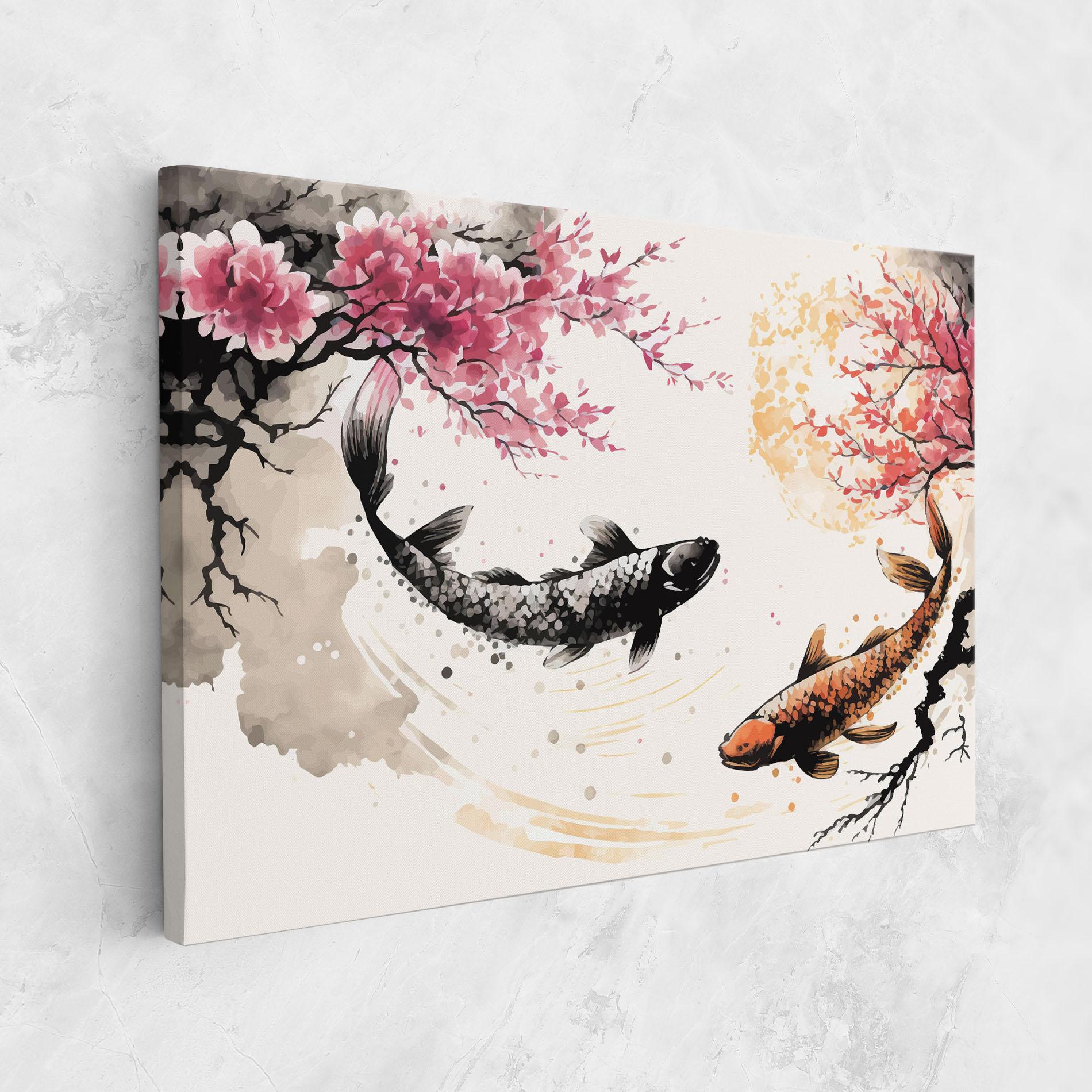 Leinwandbild Asiatic Flower Fish mockup 1