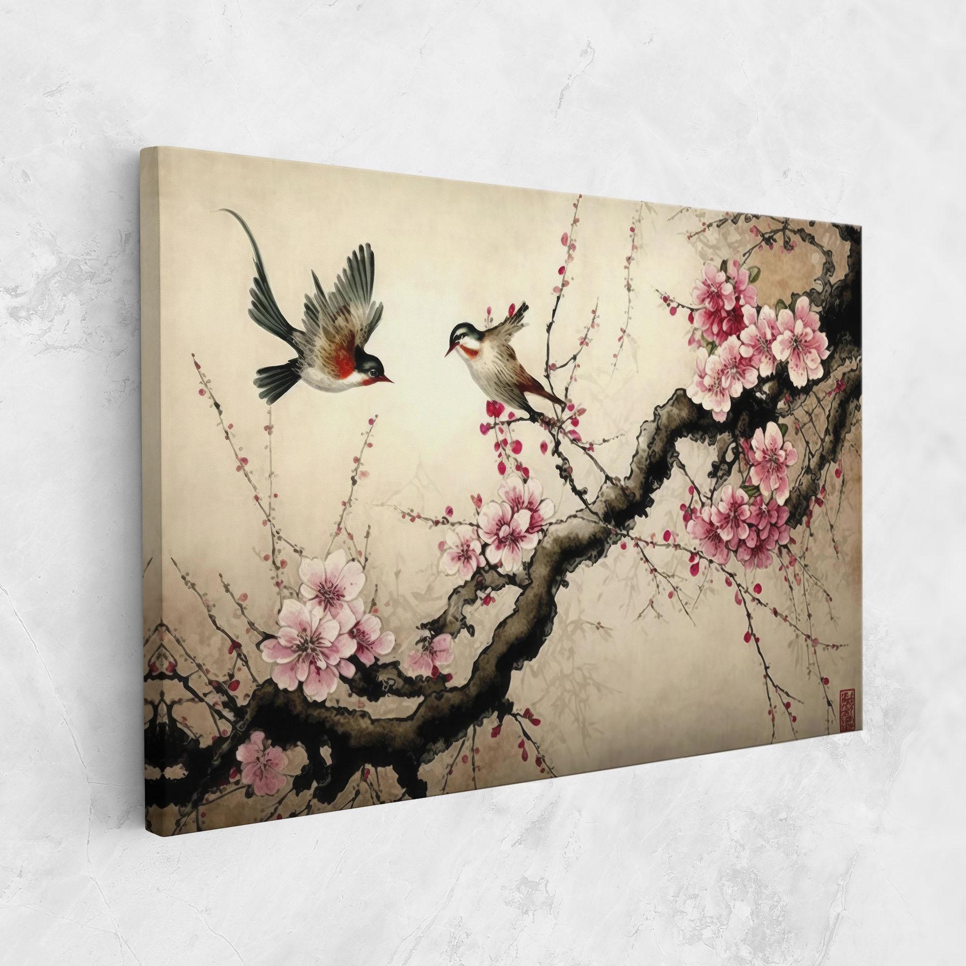 Leinwandbild Cherry Blossom Birds mockup 1