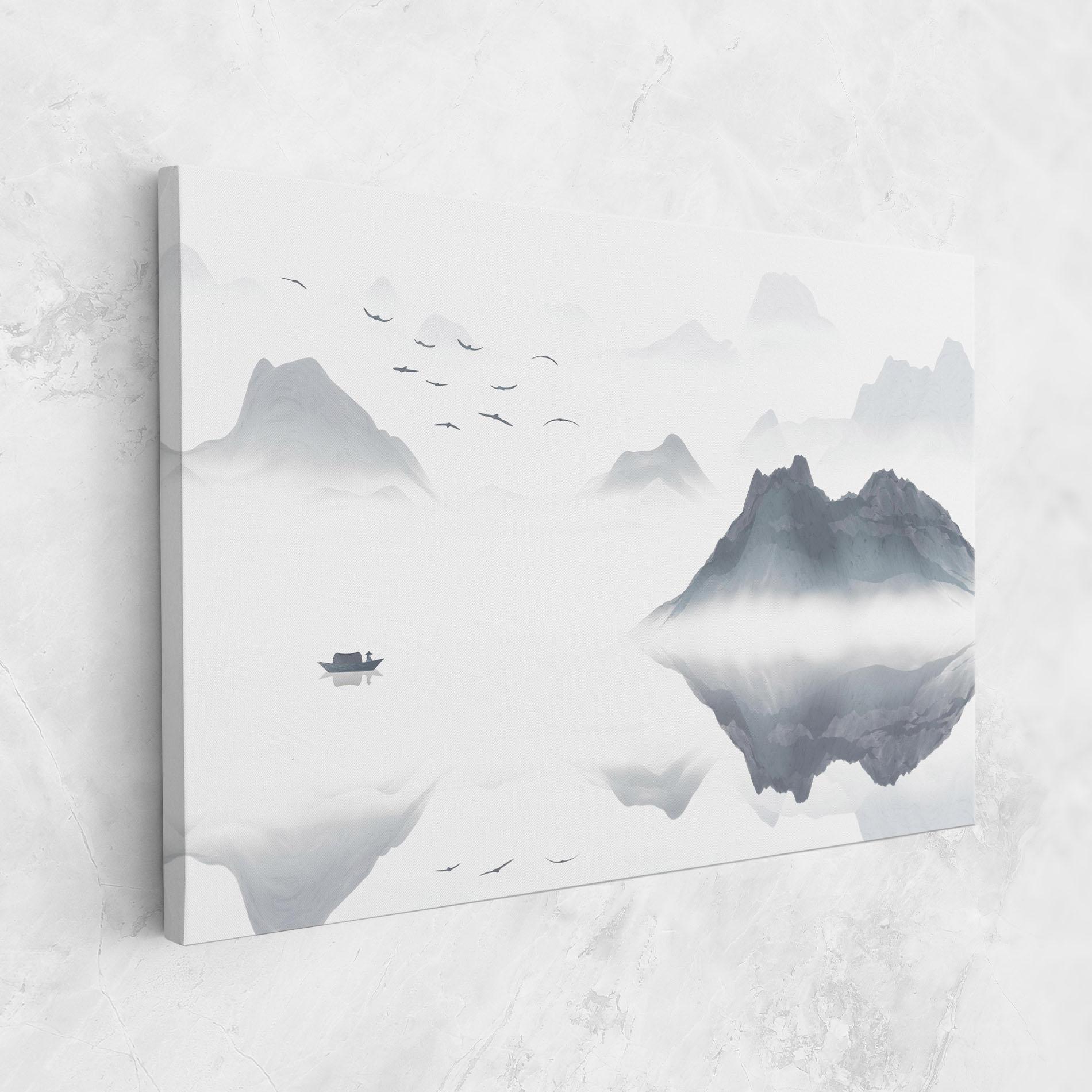 Leinwandbild Chinese Style Mountains mockup 1