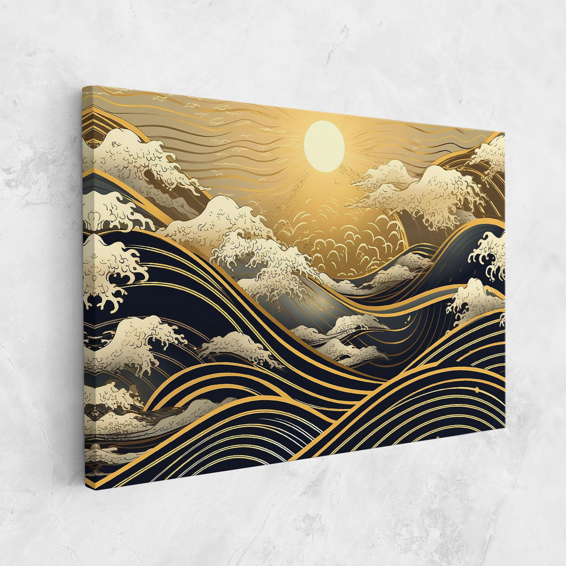 Leinwandbild Gold Waves Landscape mockup 1