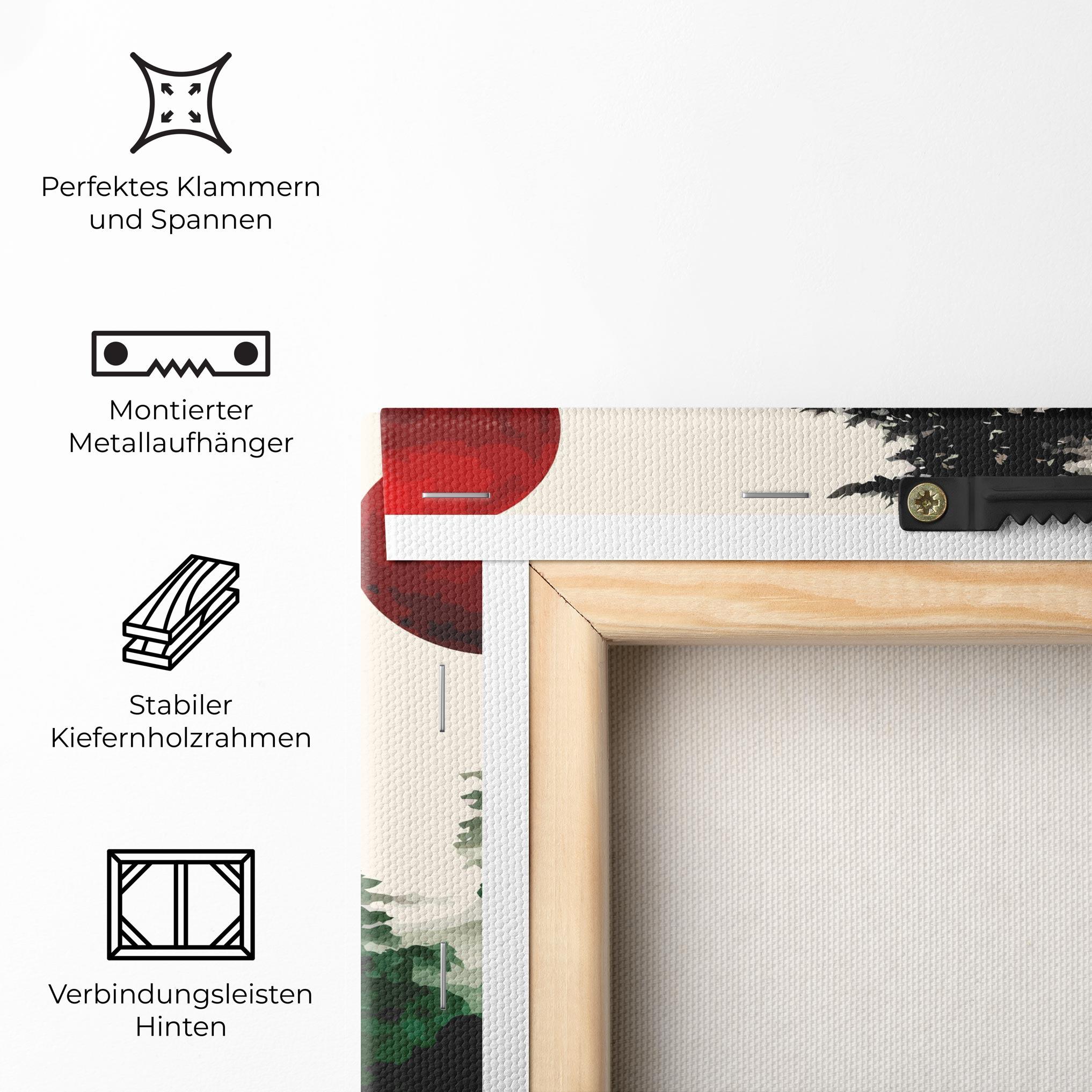 Leinwandbild Green Red Tree Art mockup 5