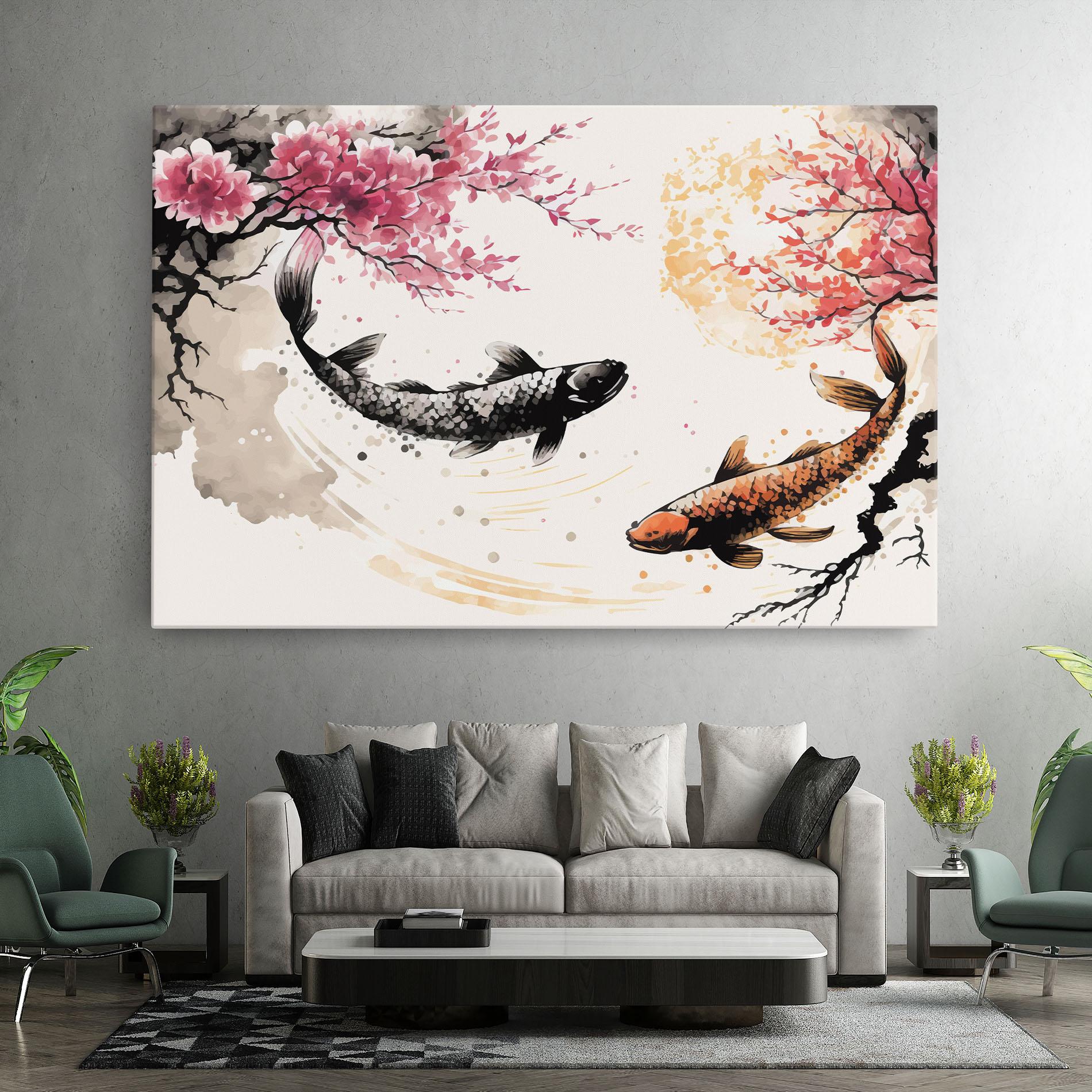 Leinwandbild Asiatic Flower Fish mockup 7
