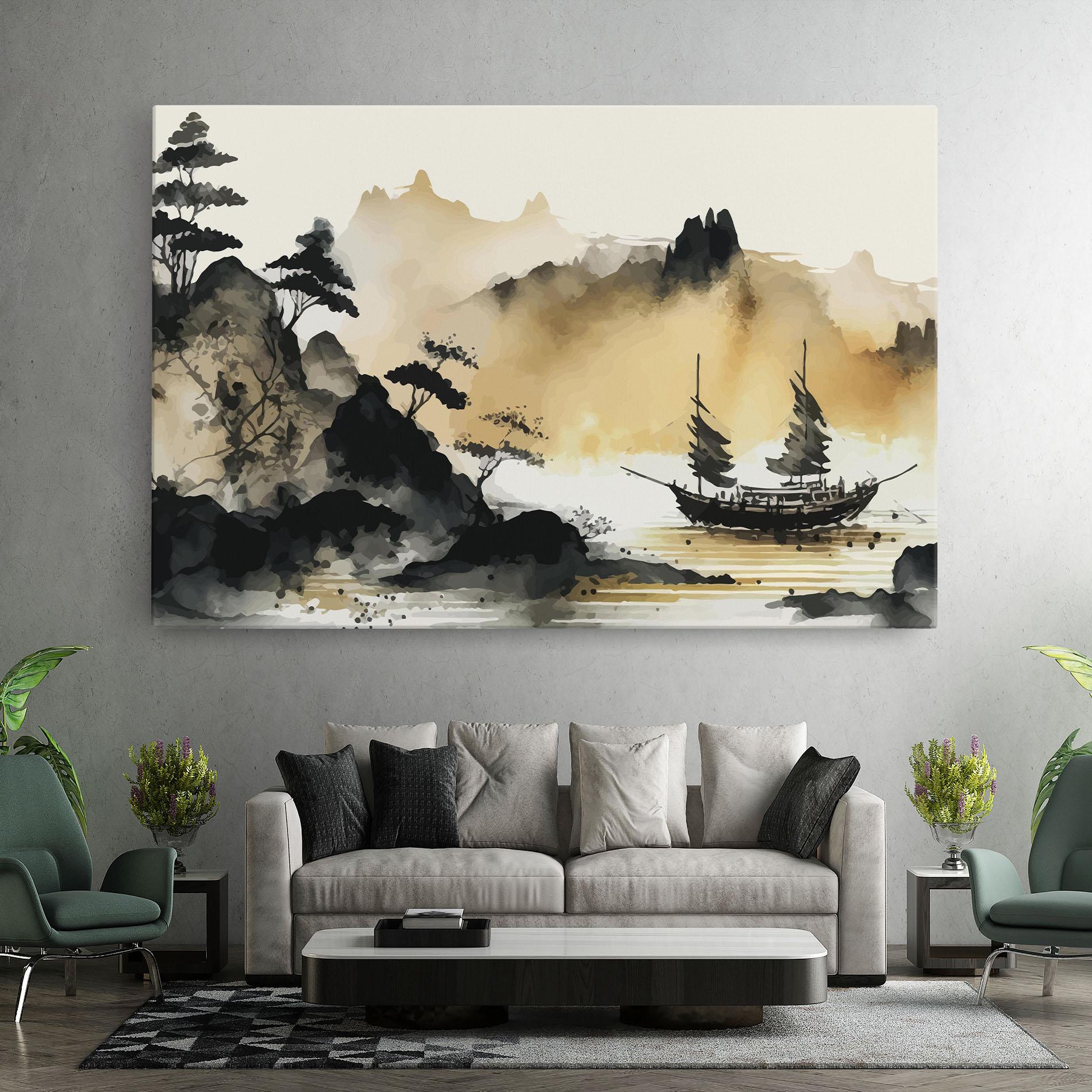 Leinwandbild Asiatic Grey Cream mockup 7