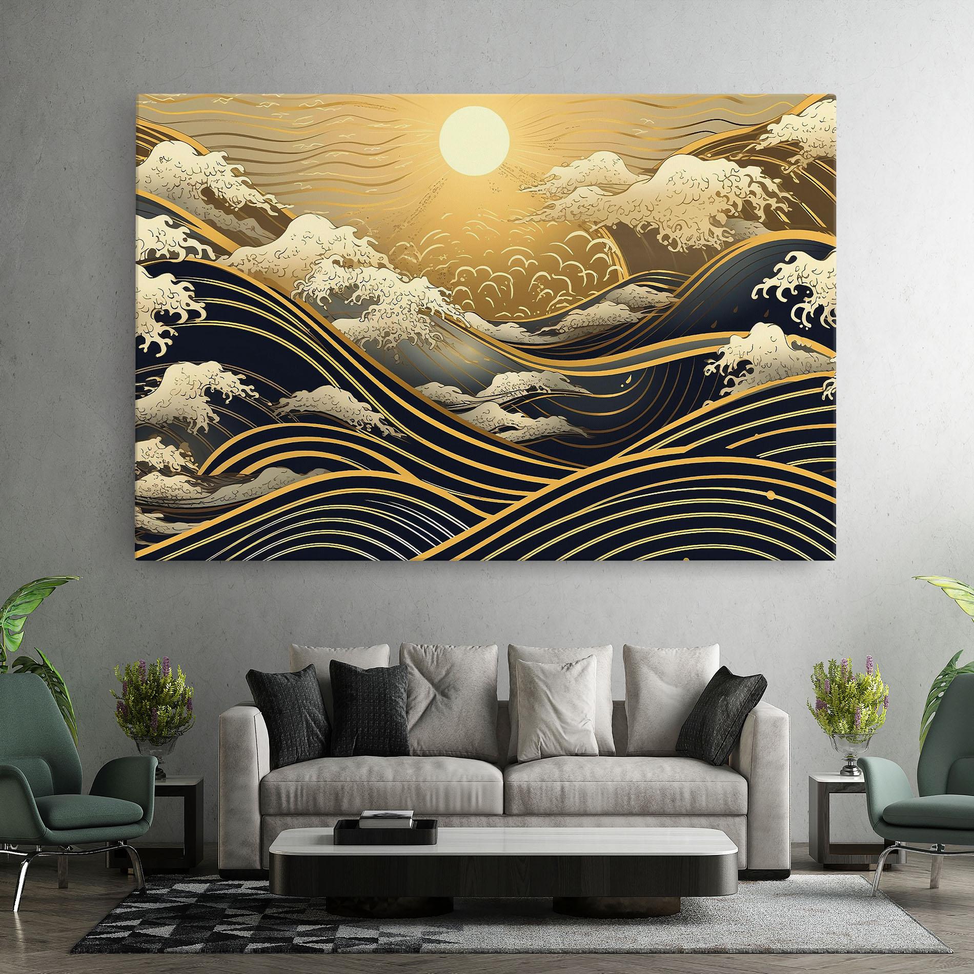 Leinwandbild Gold Waves Landscape mockup 7