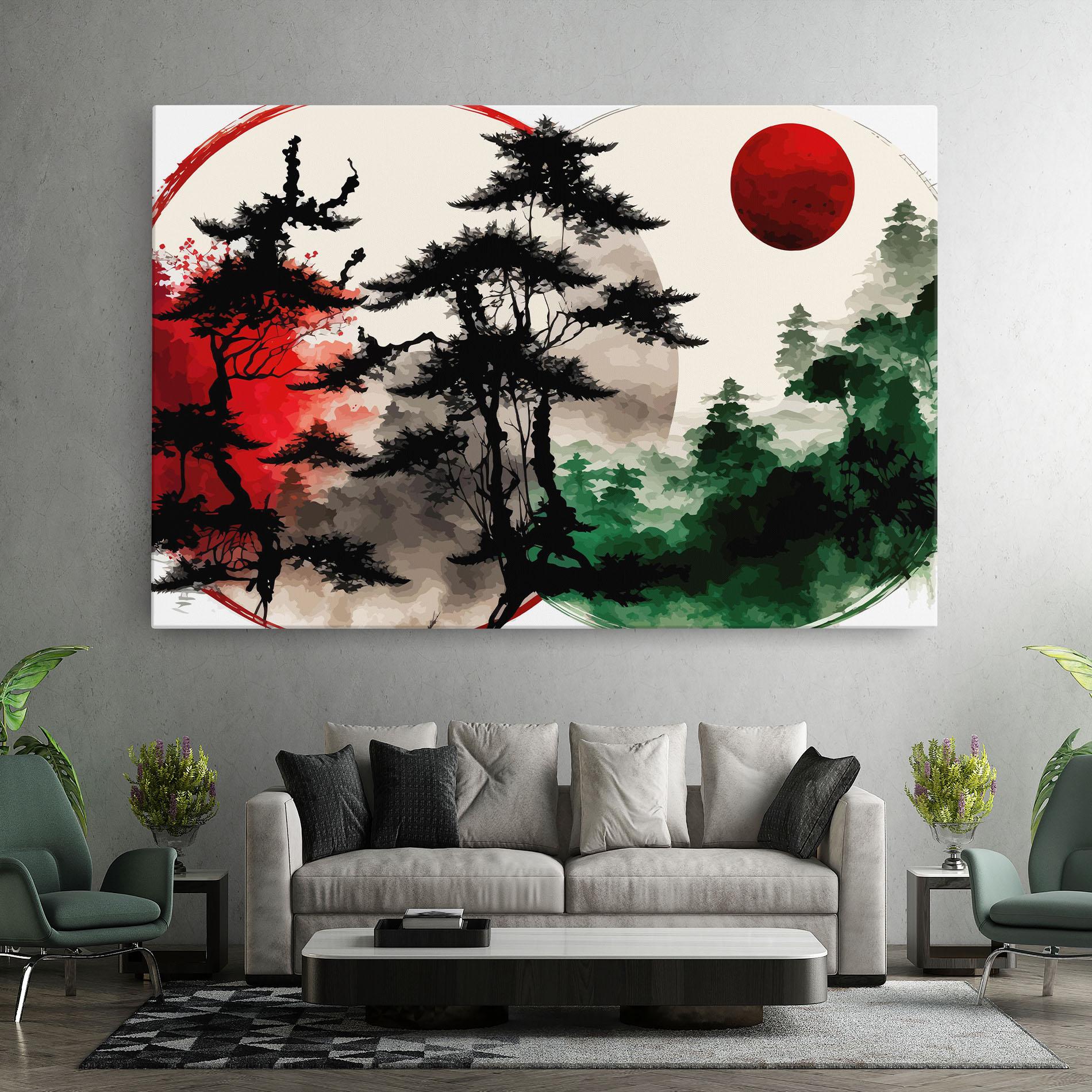 Leinwandbild Green Red Tree Art mockup 7