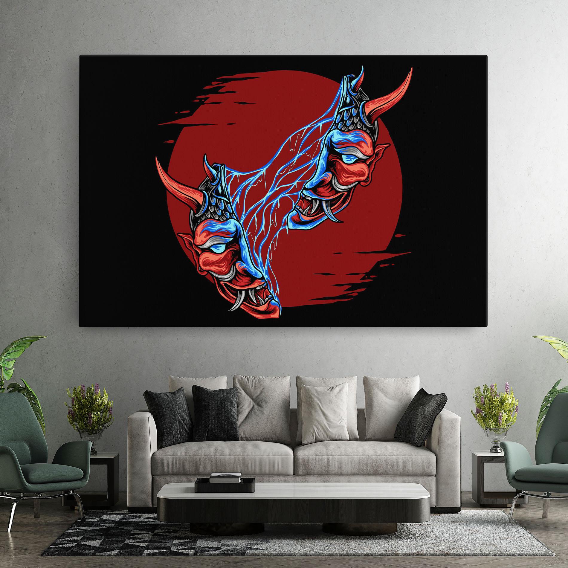 Leinwandbild Japanese Mask mockup 7
