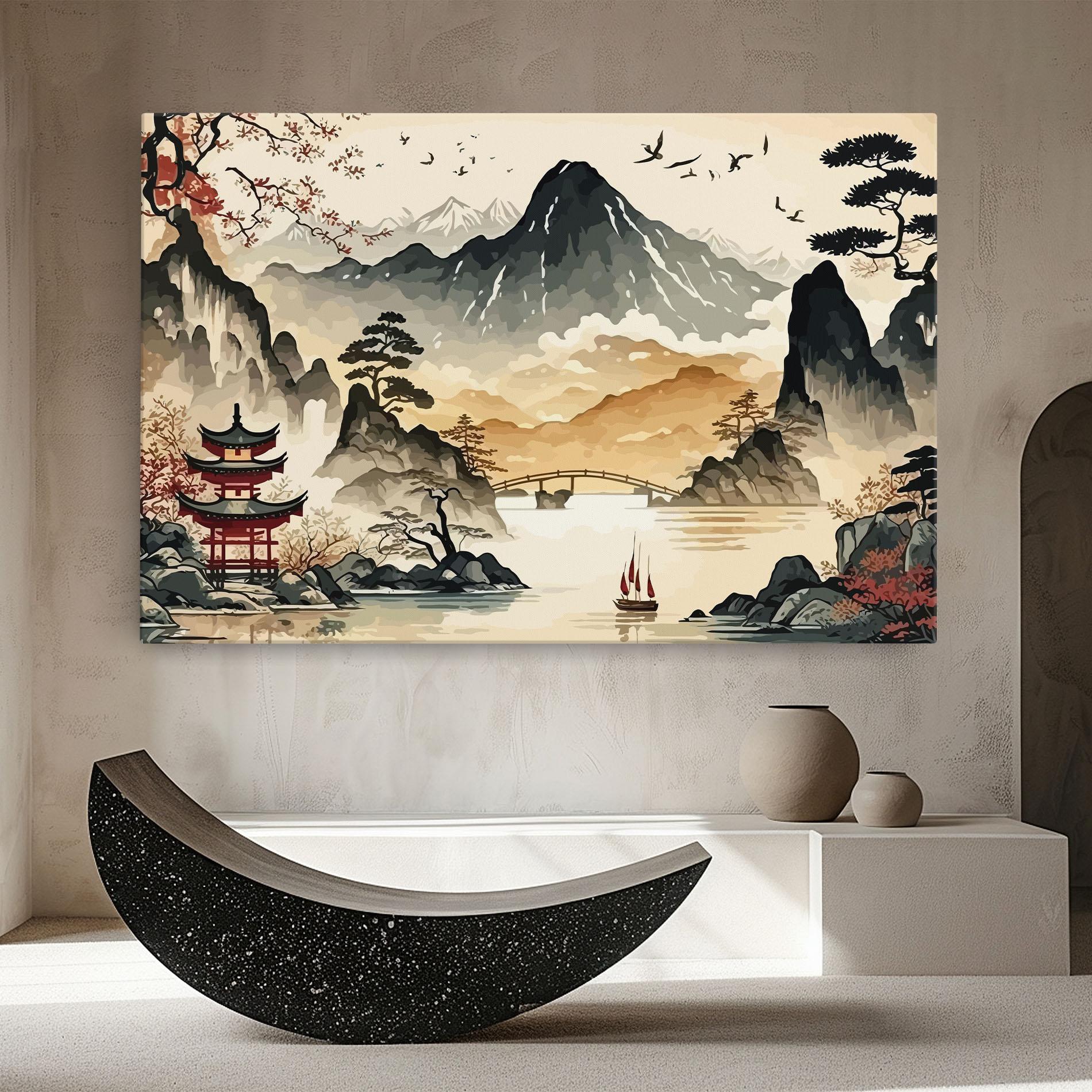 Leinwandbild Asian Mountain View mockup 8