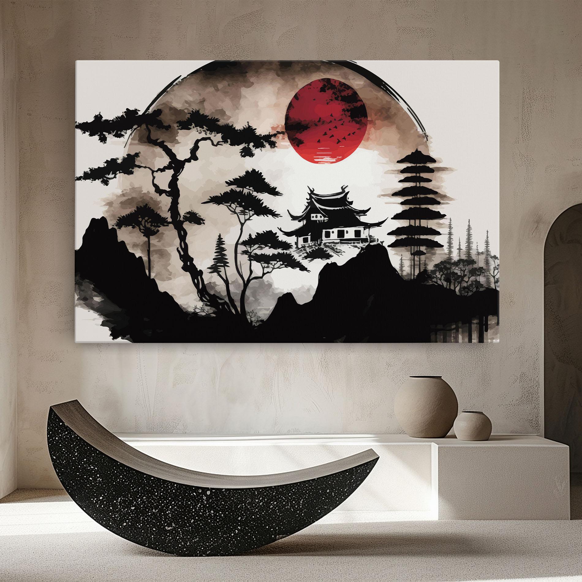 Leinwandbild Asian Red Moon mockup 8