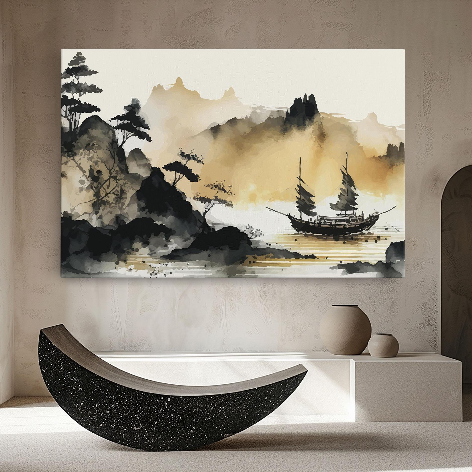 Leinwandbild Asiatic Grey Cream mockup 8