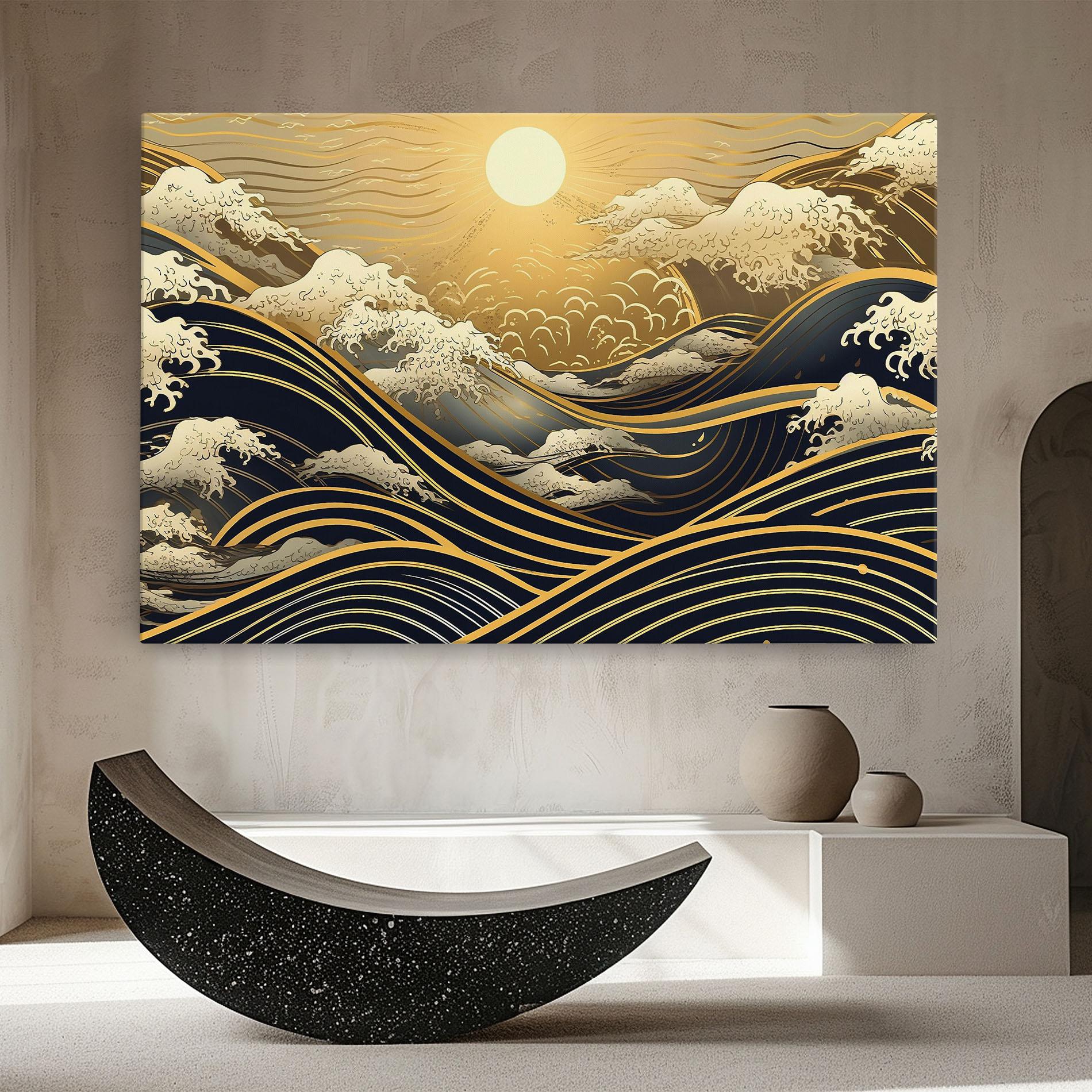 Leinwandbild Gold Waves Landscape mockup 8