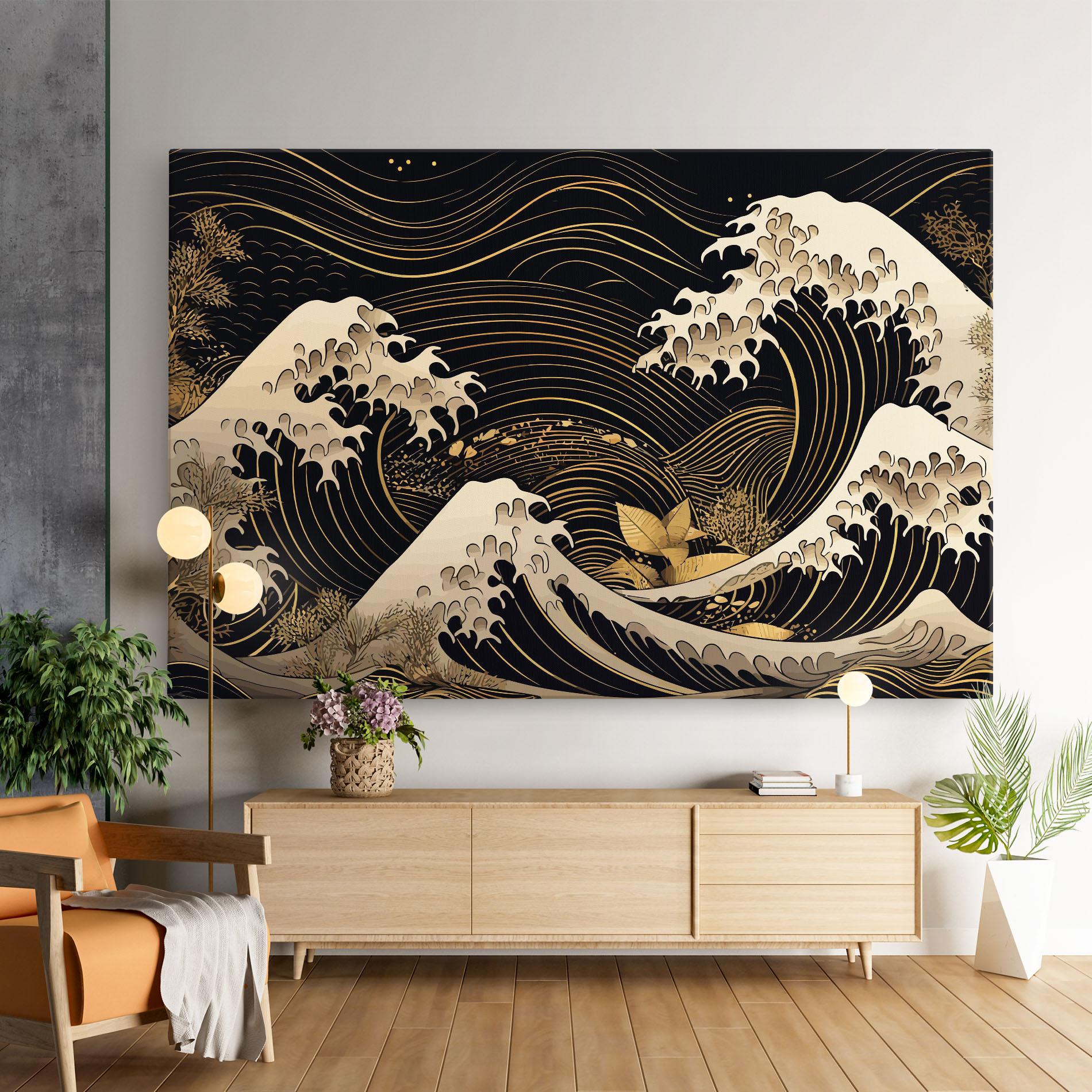 Leinwandbild Asiatic Gold Wave mockup 9