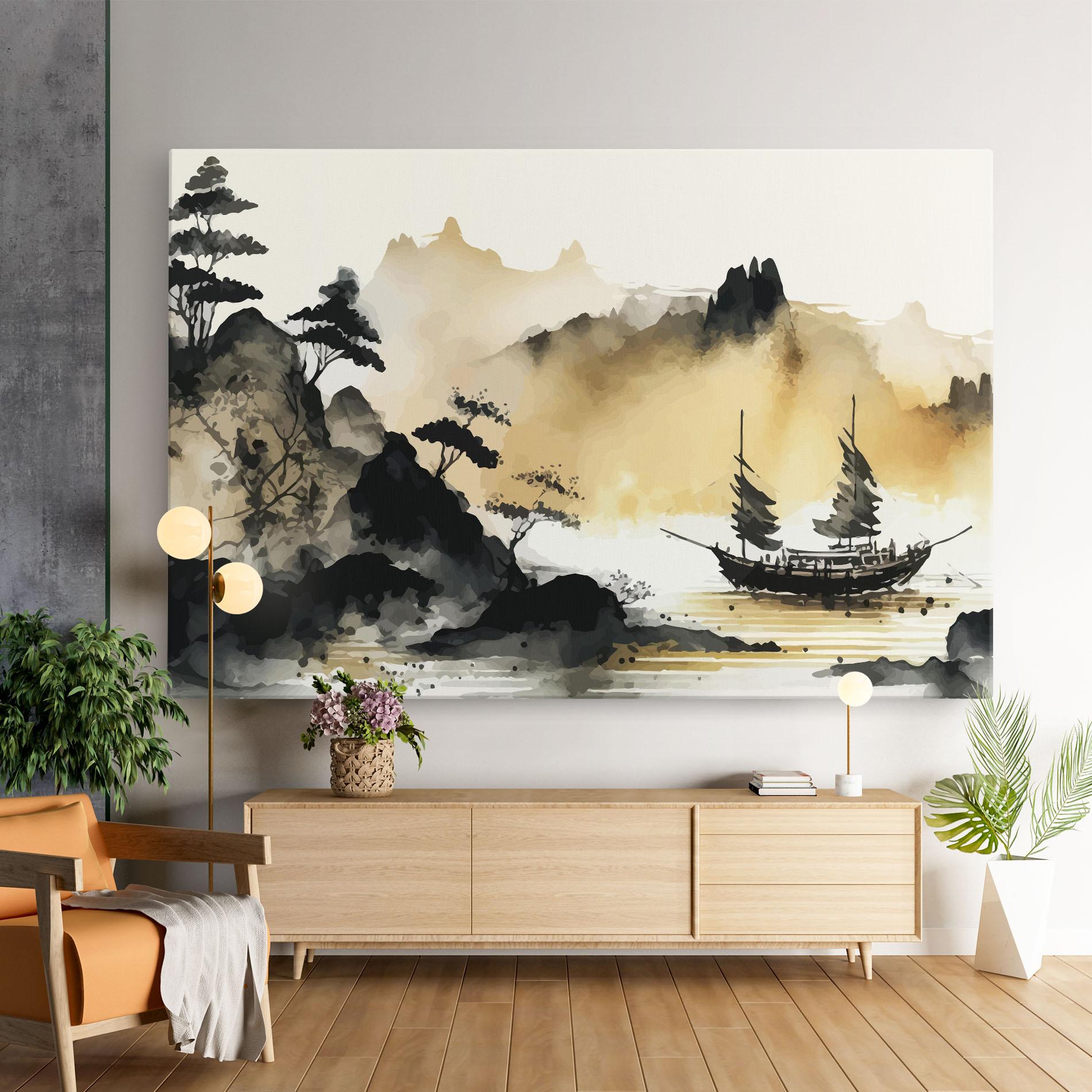Leinwandbild Asiatic Grey Cream mockup 9