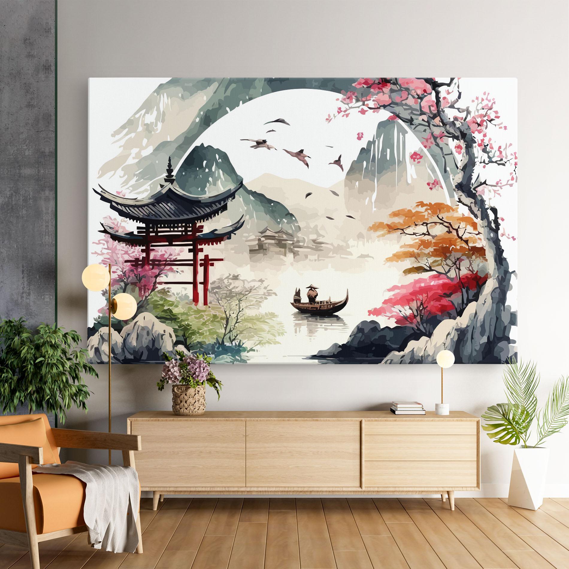 Leinwandbild Beautiful Asiatic View mockup 9