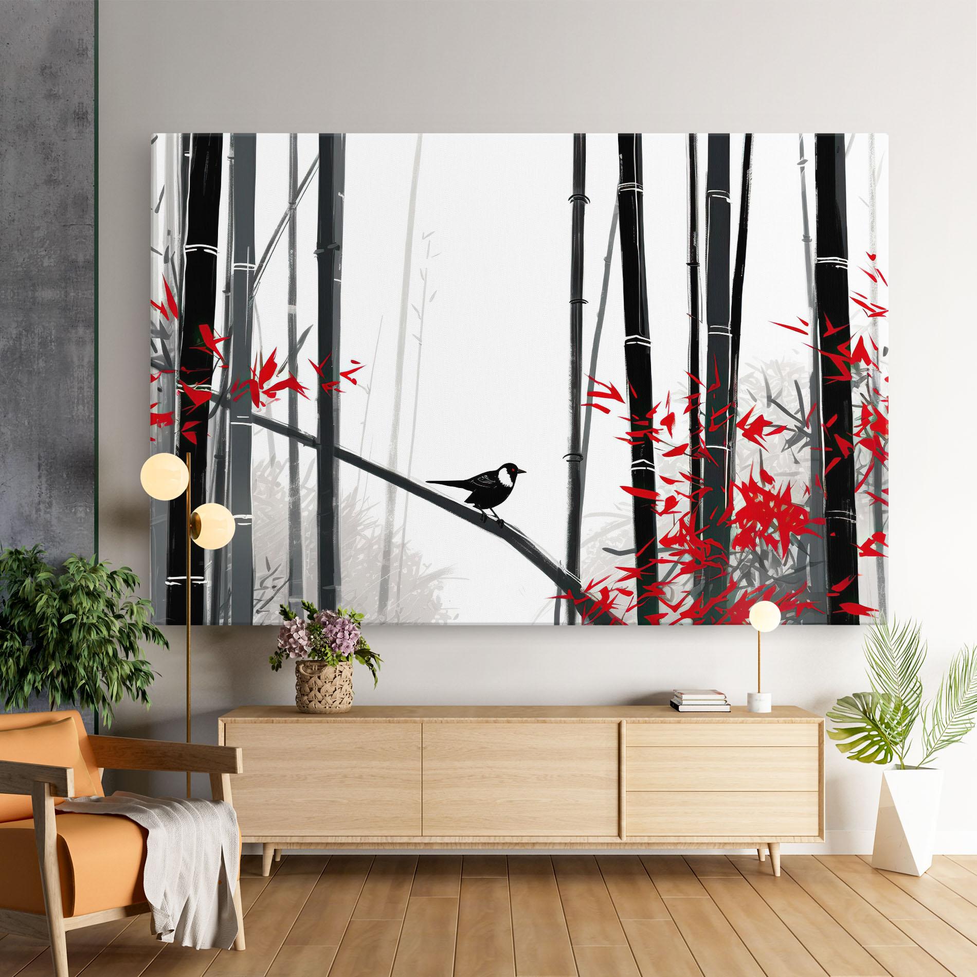 Leinwandbild Chinese Red Leafs mockup 9