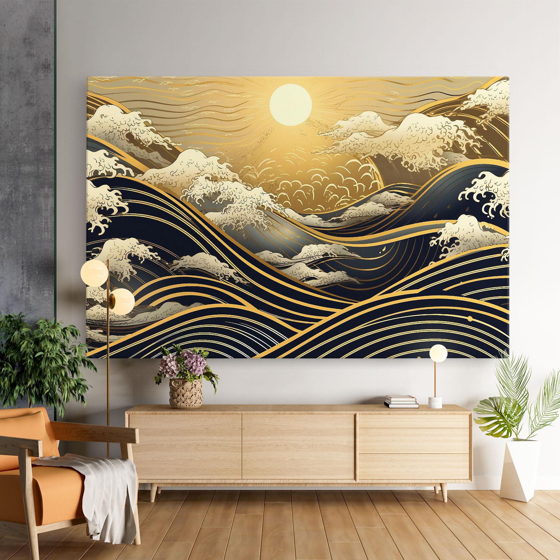 Leinwandbild Gold Waves Landscape mockup 9