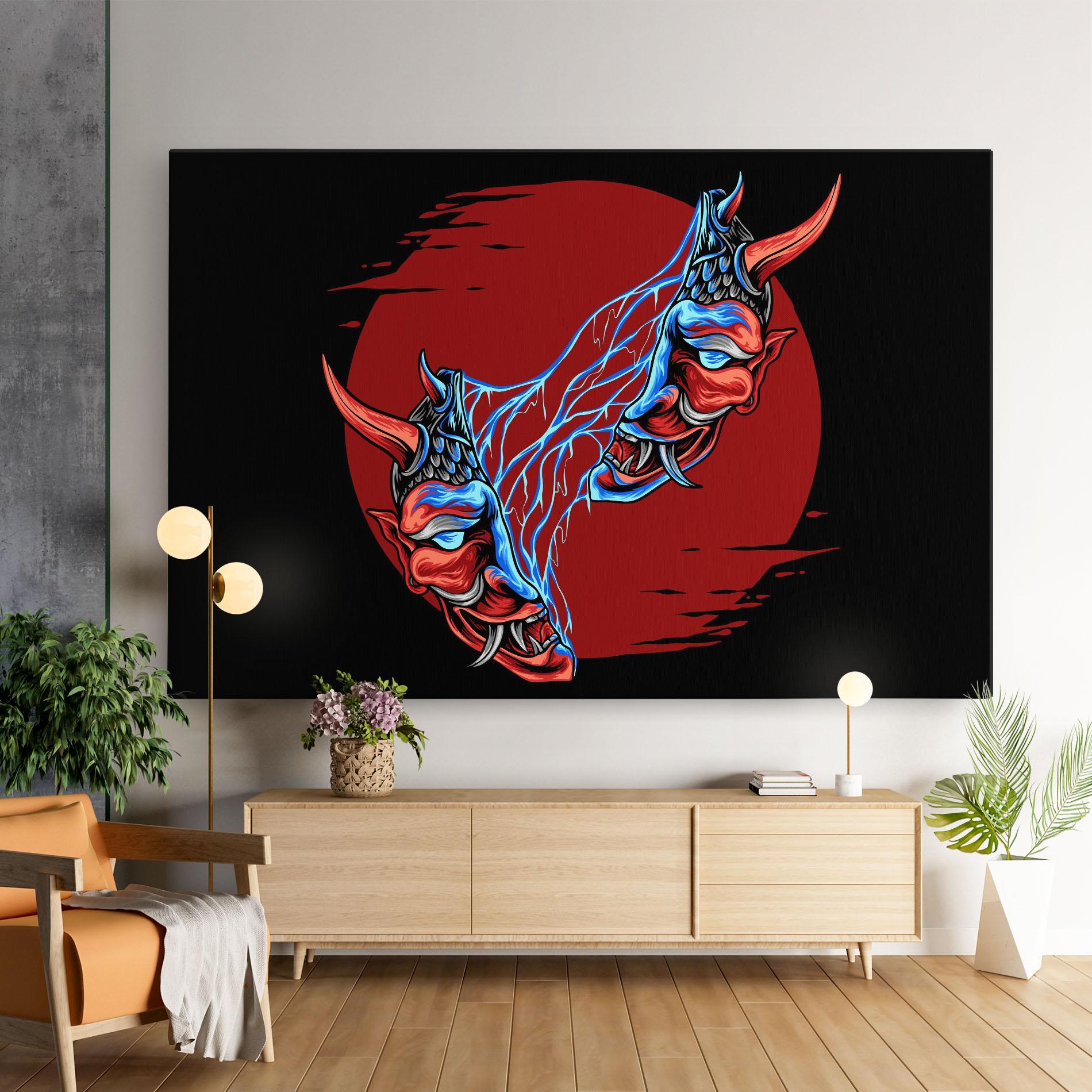 Leinwandbild Japanese Mask mockup 9
