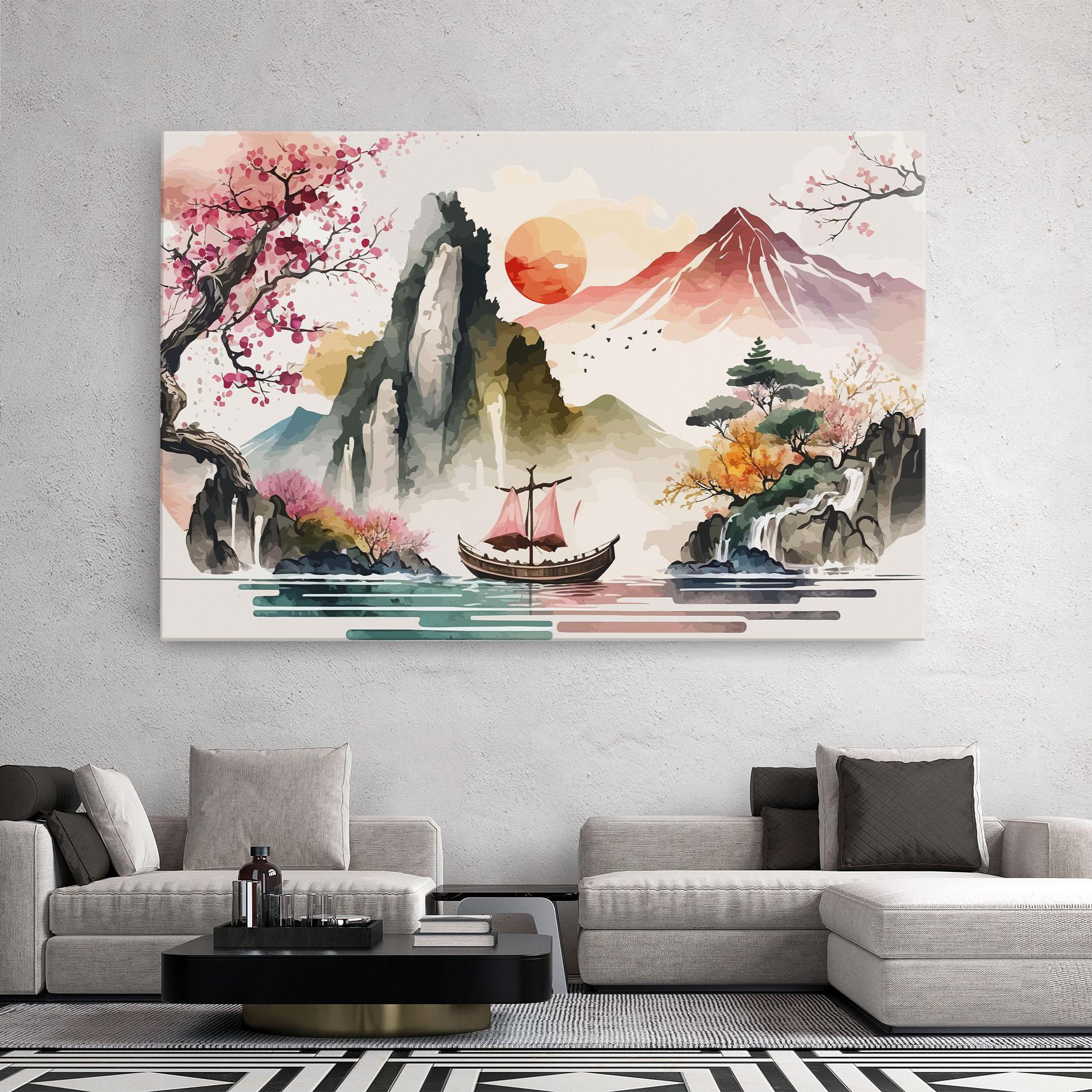 Leinwandbild Asian Orange Sunset mockup 2