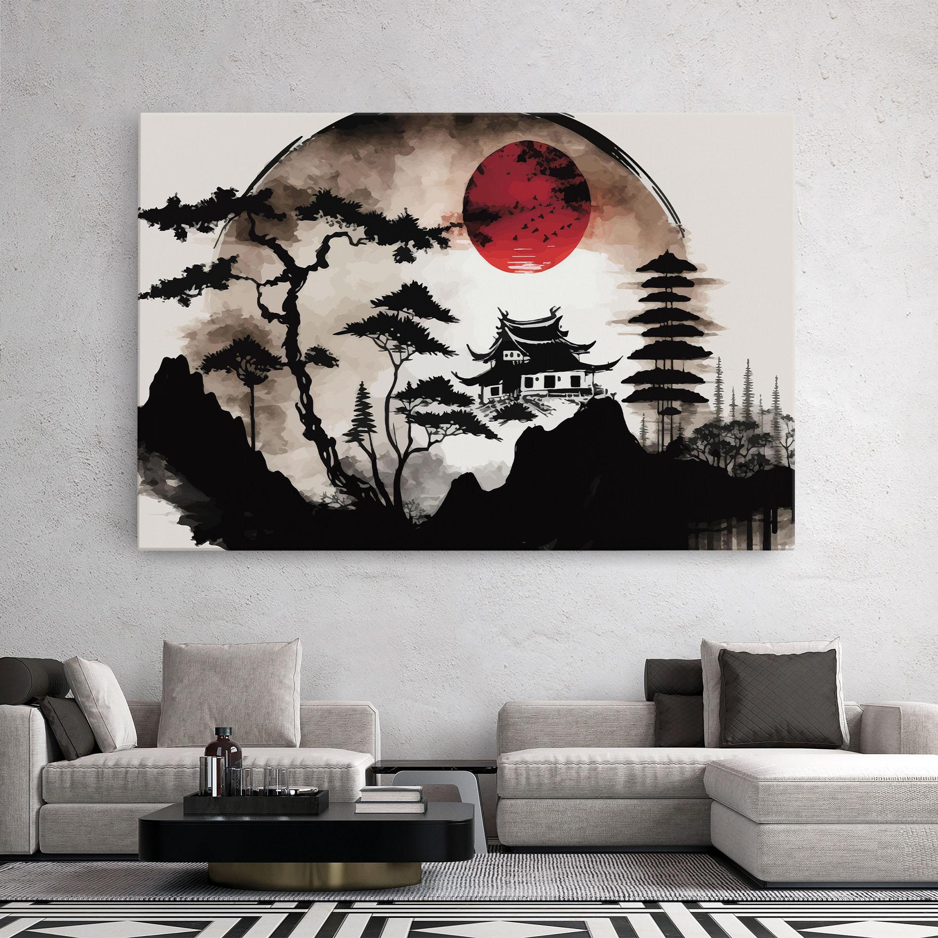 Leinwandbild Asian Red Moon mockup 2