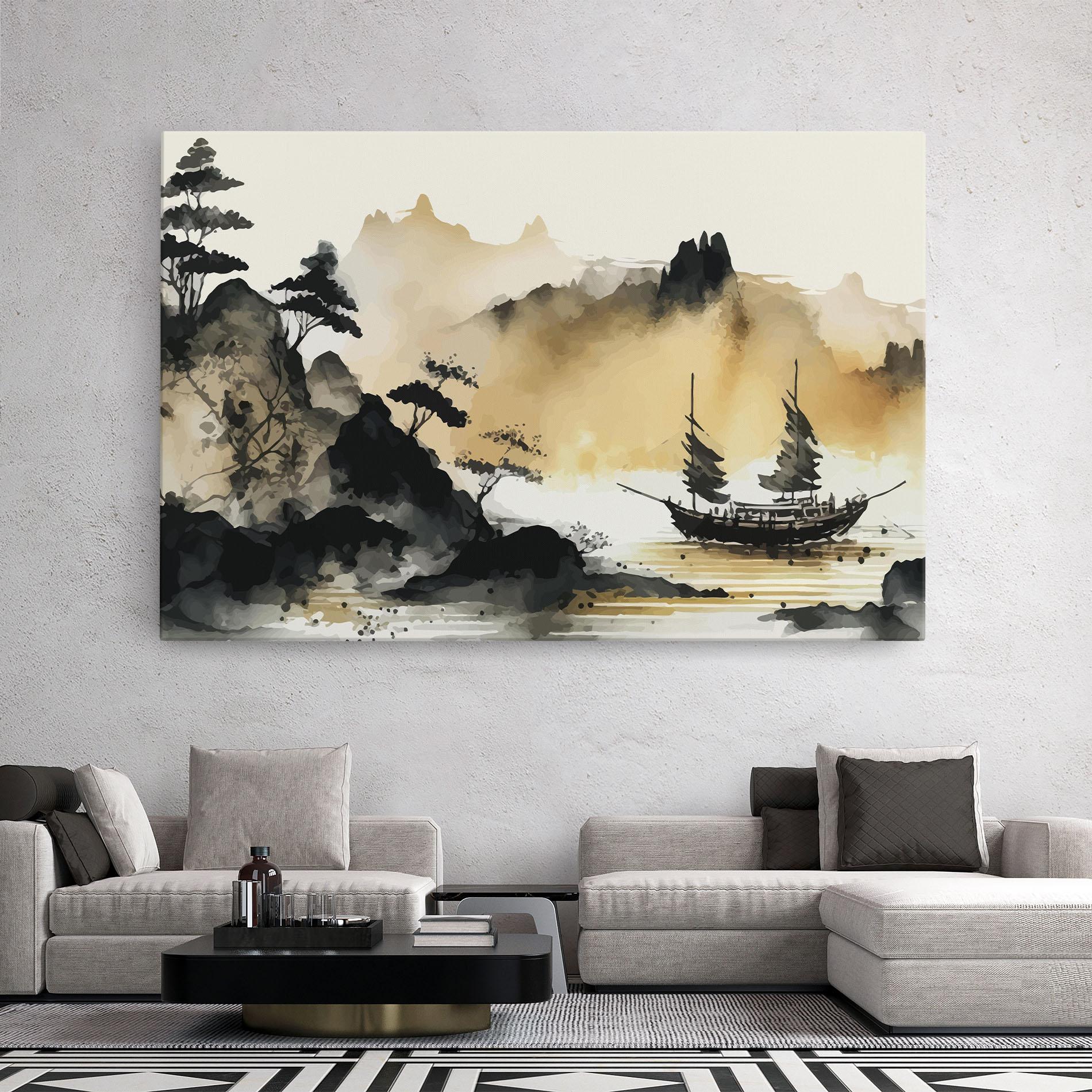 Leinwandbild Asiatic Grey Cream mockup 2