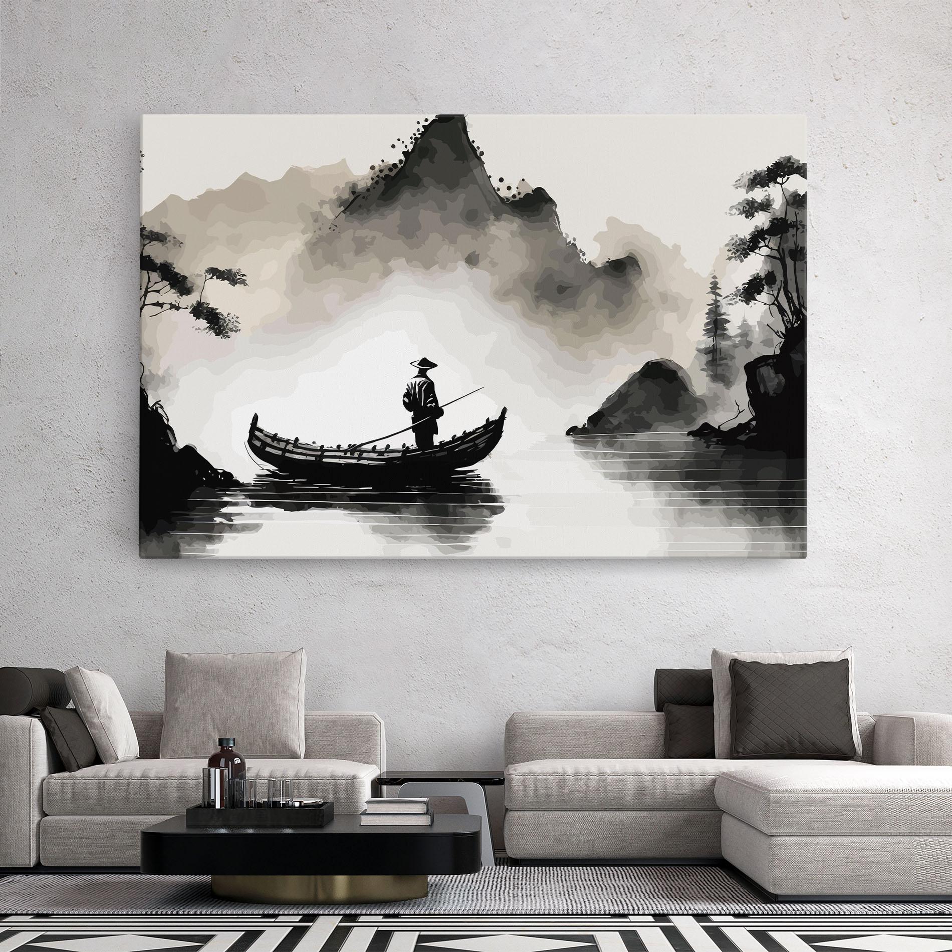 Leinwandbild Black Ink Boat mockup 2