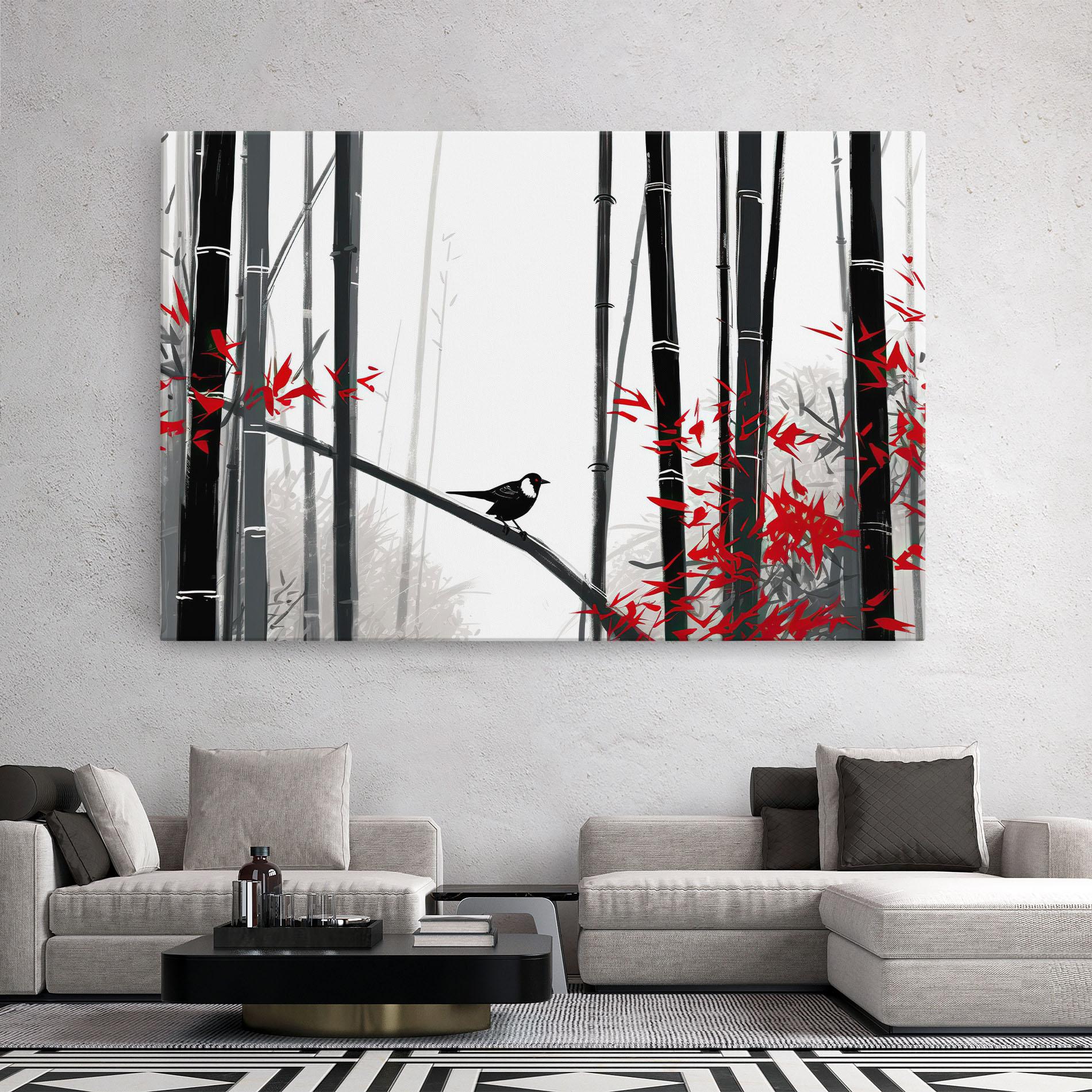 Leinwandbild Chinese Red Leafs mockup 2