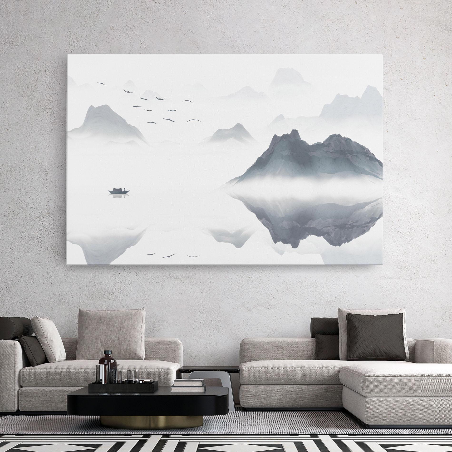 Leinwandbild Chinese Style Mountains mockup 2