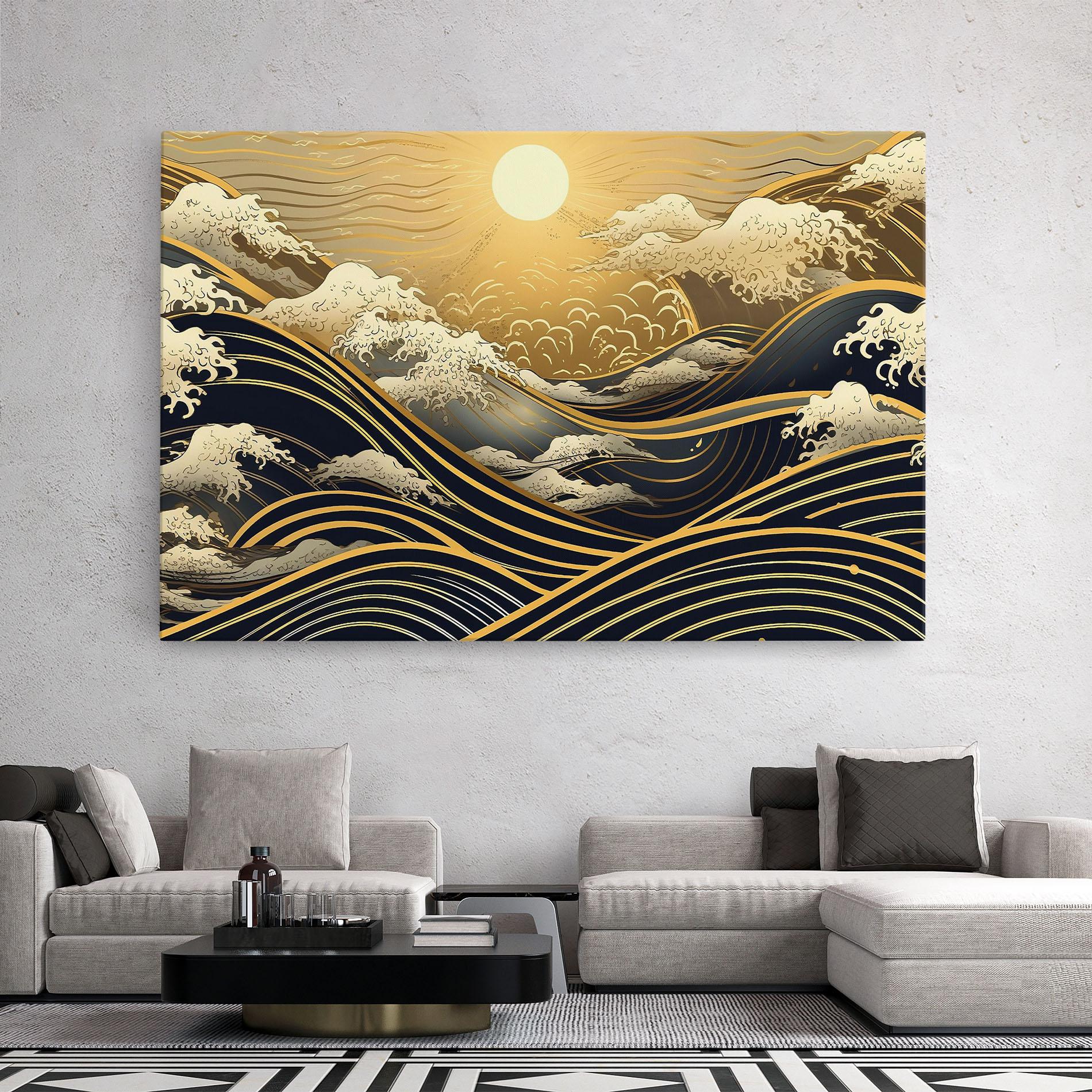 Leinwandbild Gold Waves Landscape mockup 2