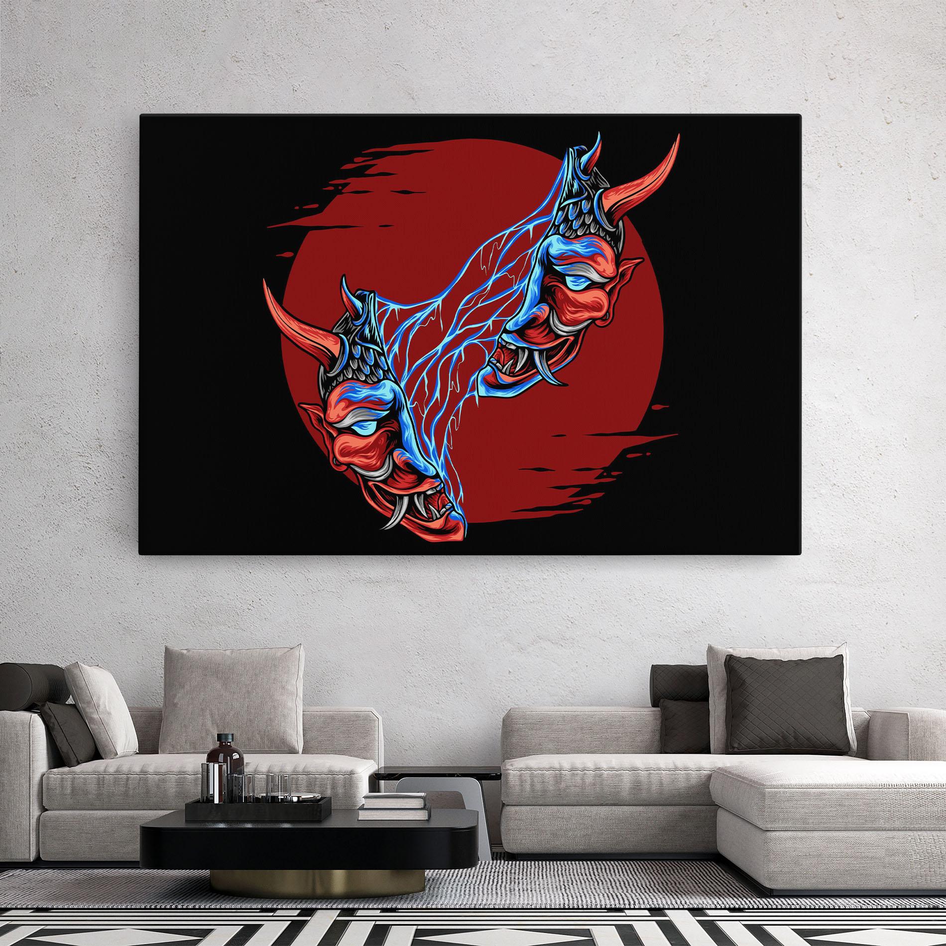 Leinwandbild Japanese Mask mockup 2