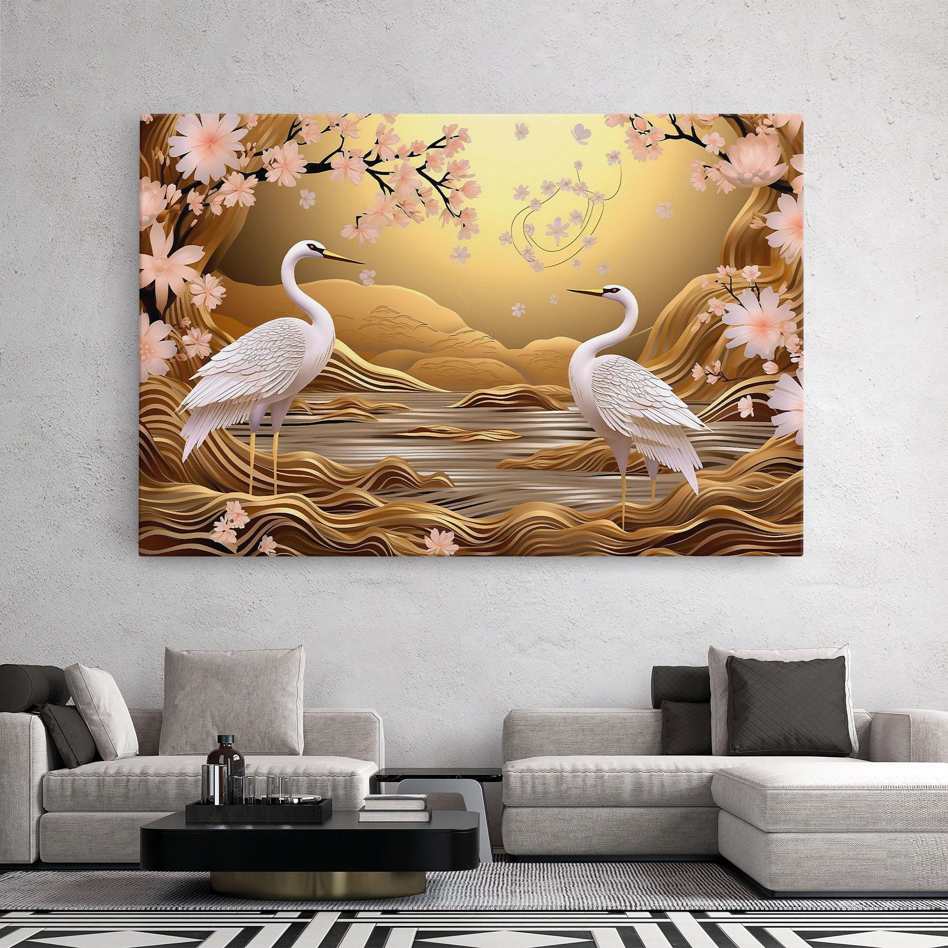 Leinwandbild Pink Chinese Flowers mockup 2