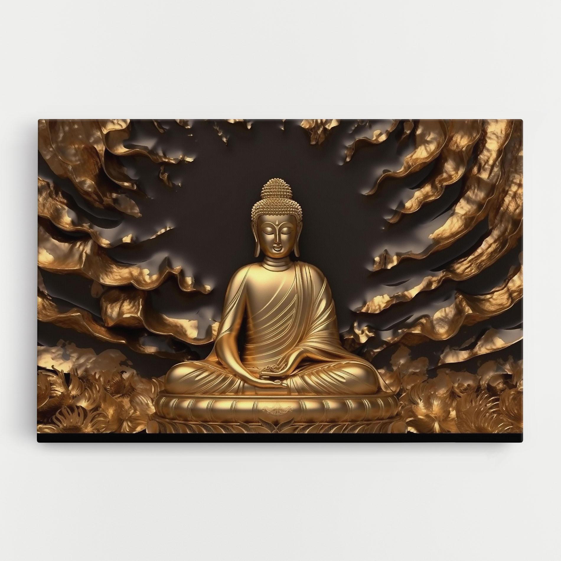 Leinwandbild Gold 3d Buddha mockup 0