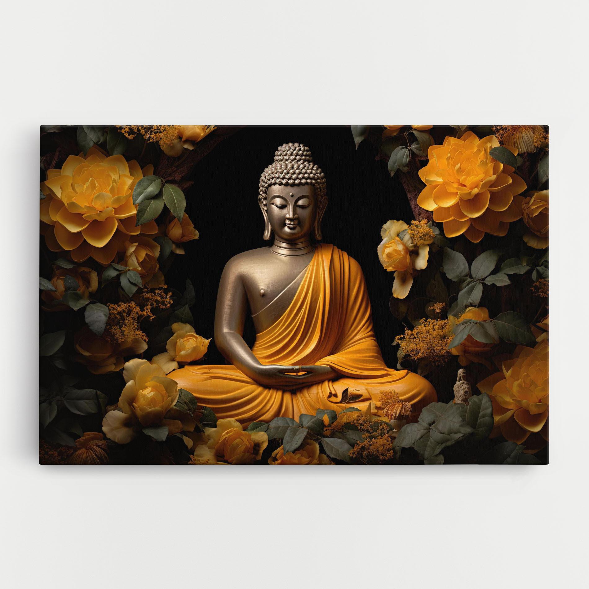 Leinwandbild Gold Buddha Flower mockup 0