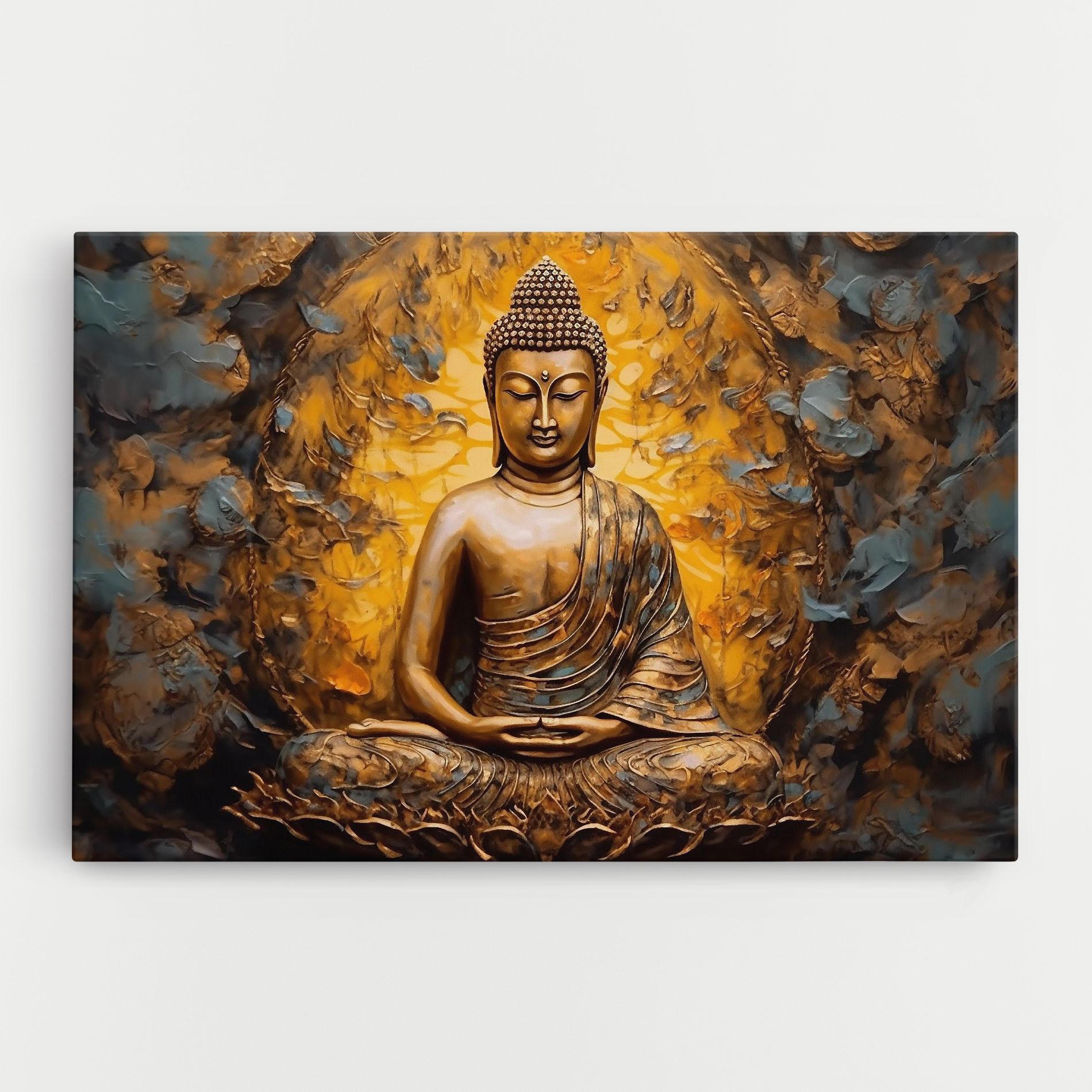 Leinwandbild Gold Grey Buddha mockup 0