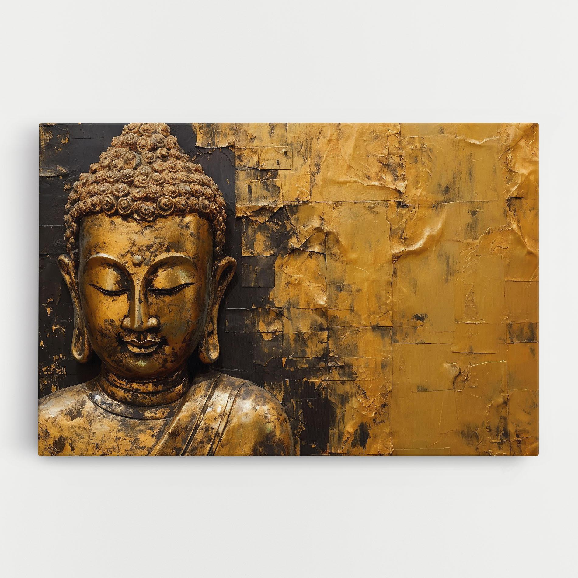 Leinwandbild Gold Paint Buddha mockup 0