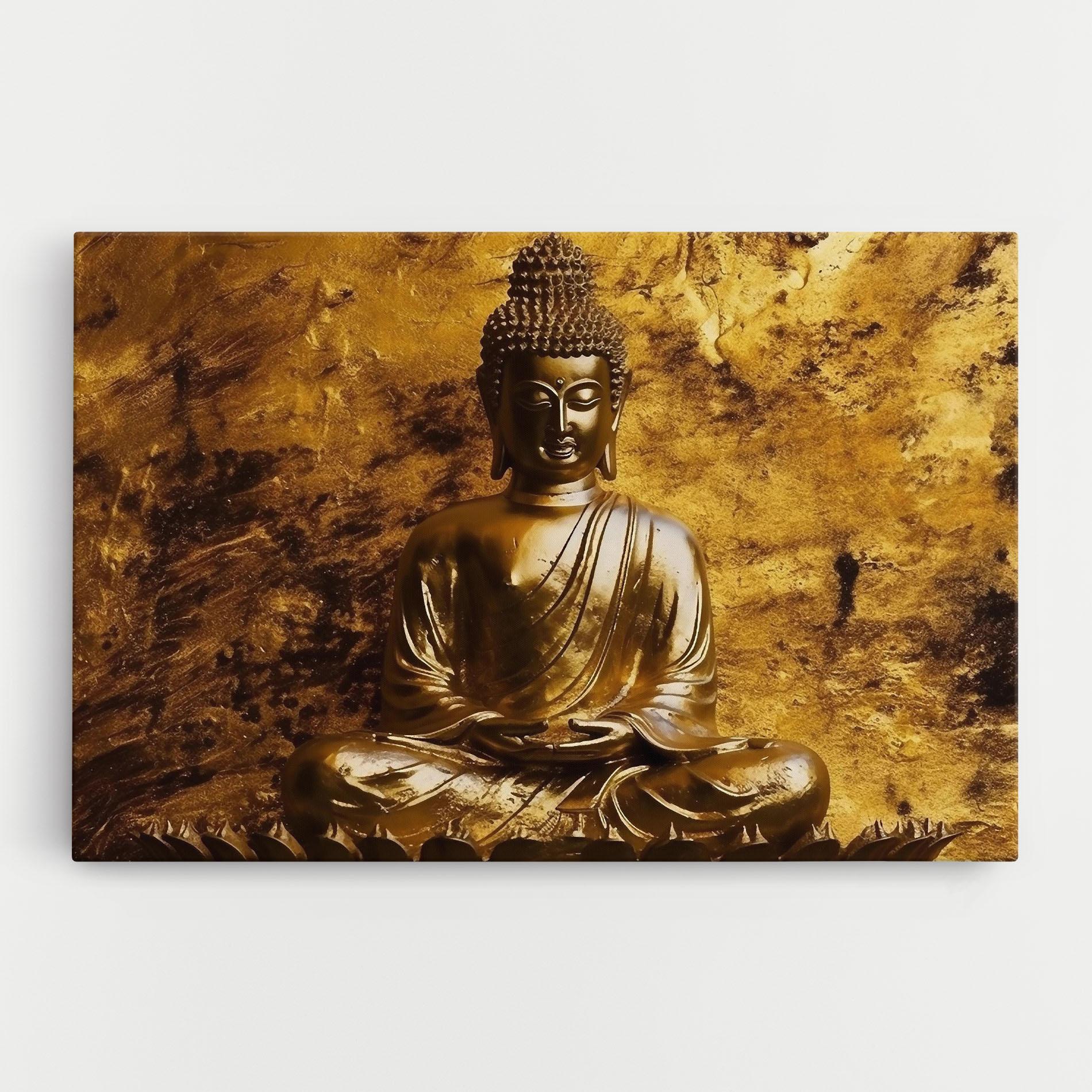 Leinwandbild Statue Gold Buddha mockup 0